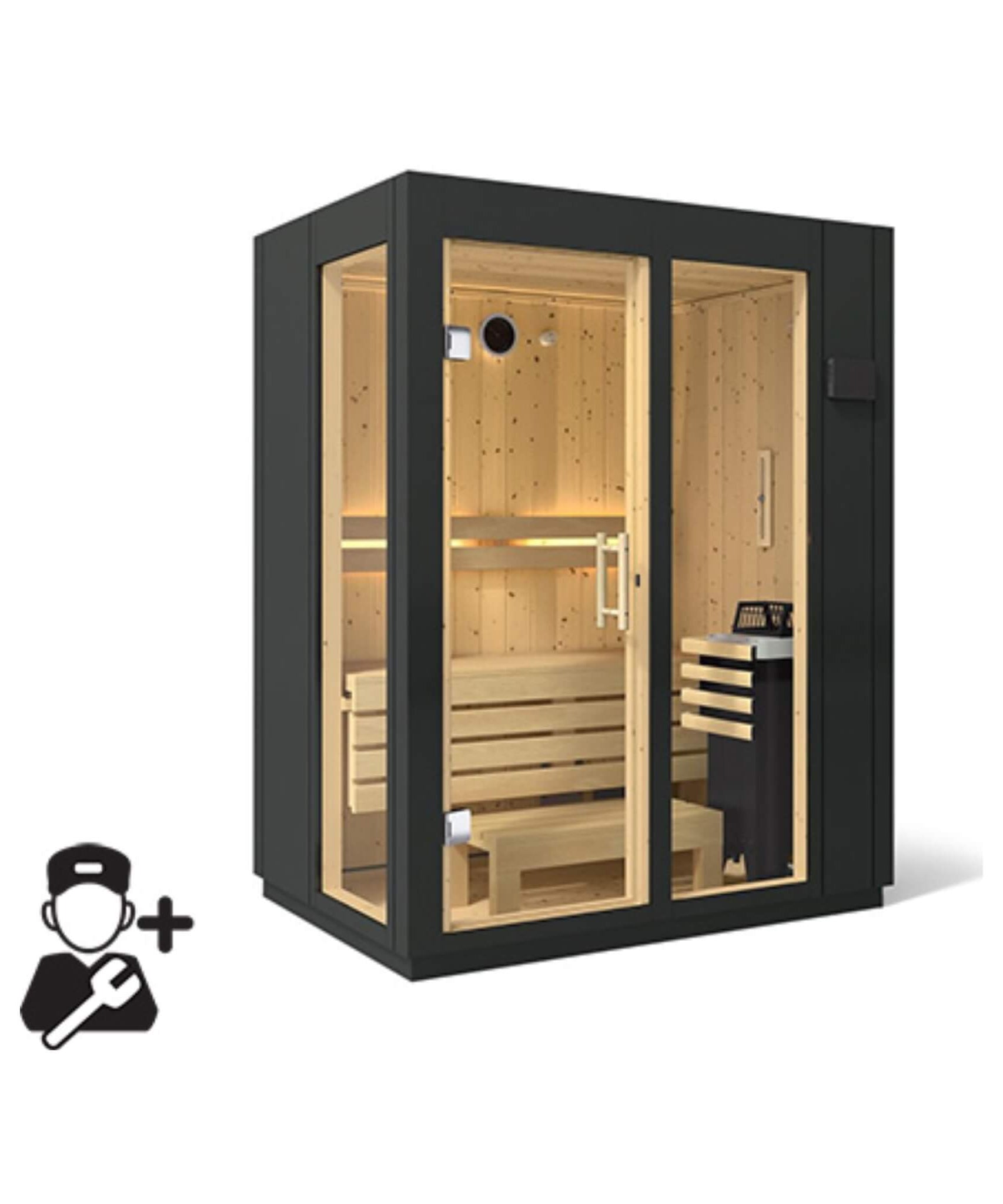 Kohler C1 Indoor Graphite Gray Freestanding Alcove Design Sauna Kit (SAK93182)