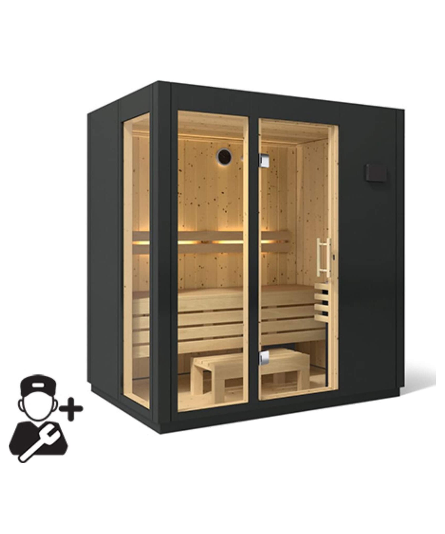 Kohler C1 Indoor Graphite Gray Freestanding Alcove Design Sauna Kit (SAK93182)