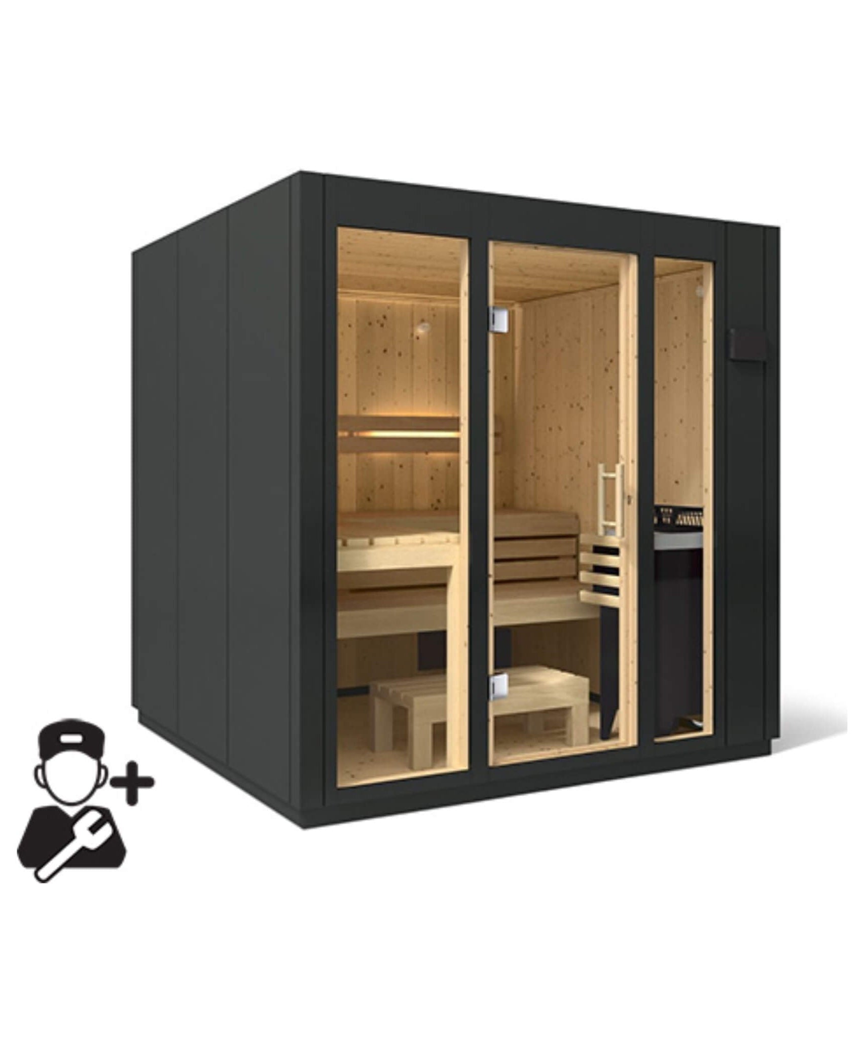 Kohler C1 Indoor Graphite Gray Freestanding Alcove Design Sauna Kit (SAK93182)