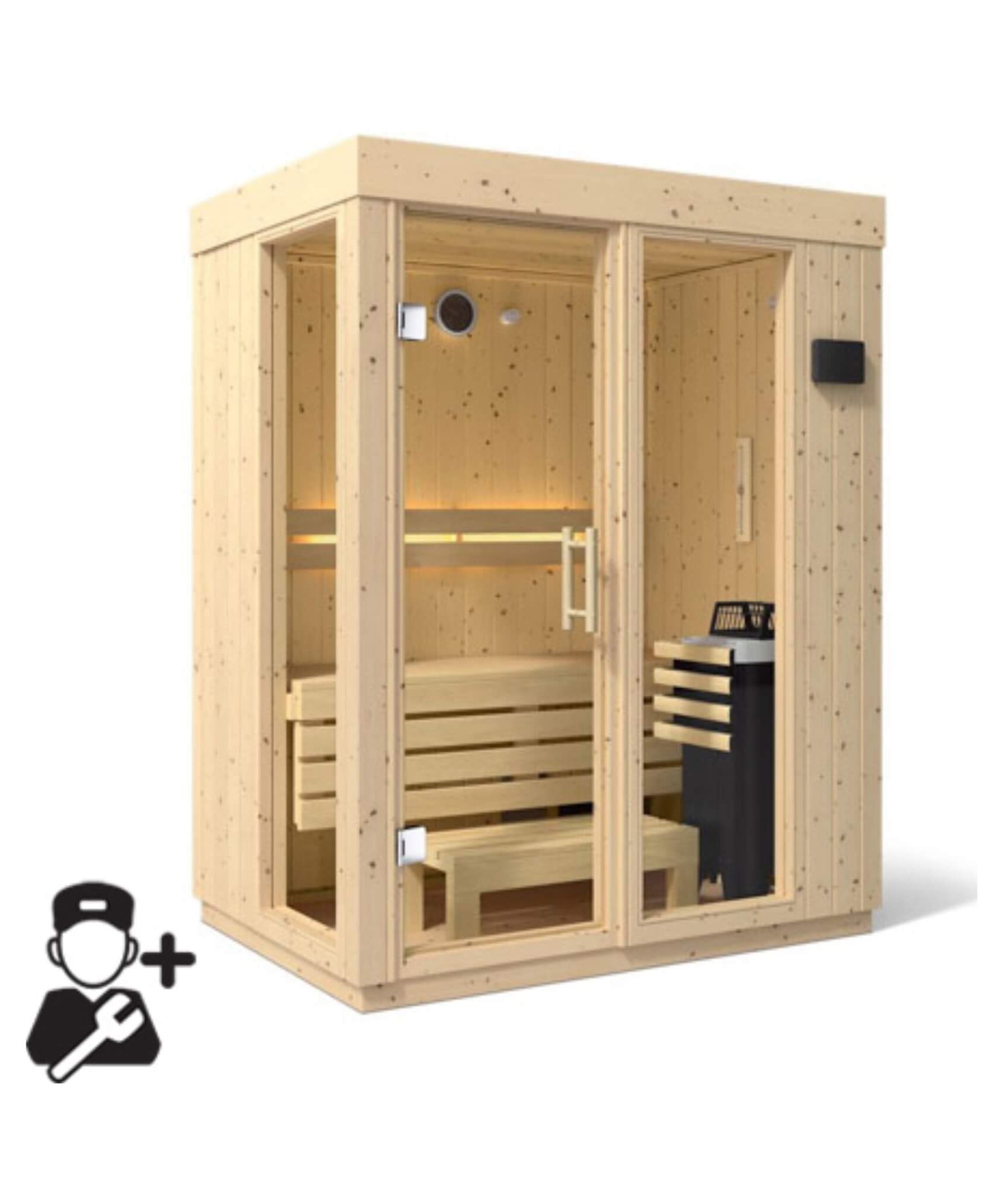 Kohler C1 Luxury Indoor Scandinavian Spruce Home Sauna Kit (SAK60418)