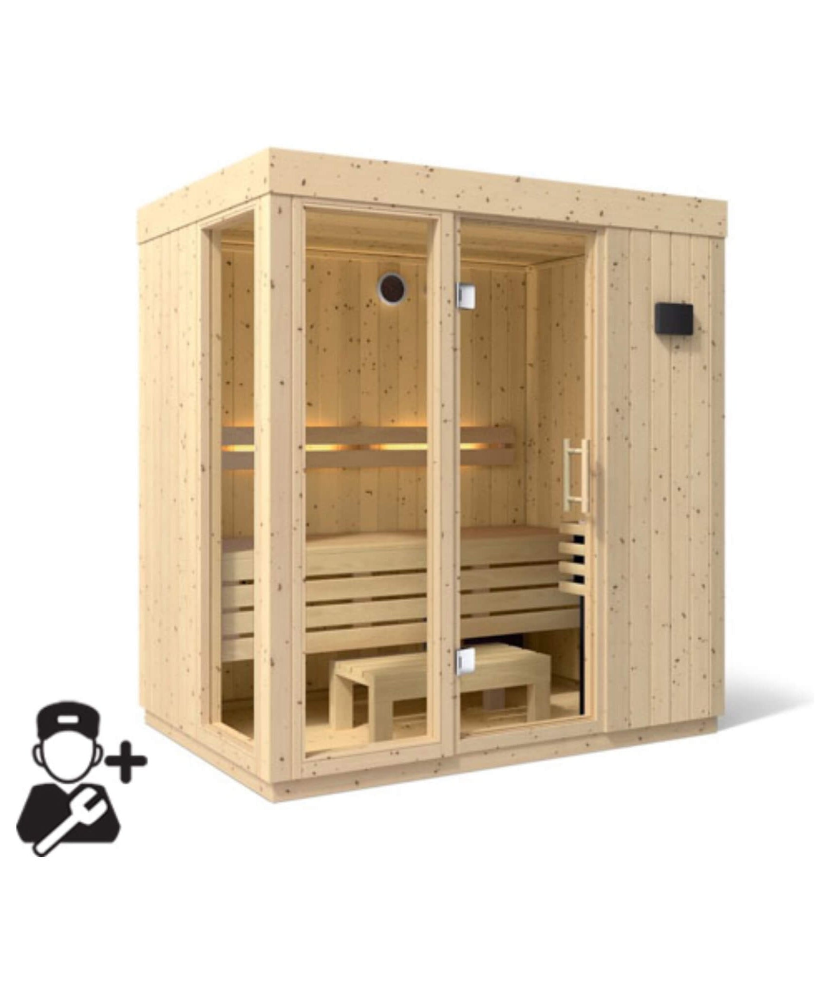 Kohler C1 Luxury Indoor Scandinavian Spruce Home Sauna Kit (SAK60418)