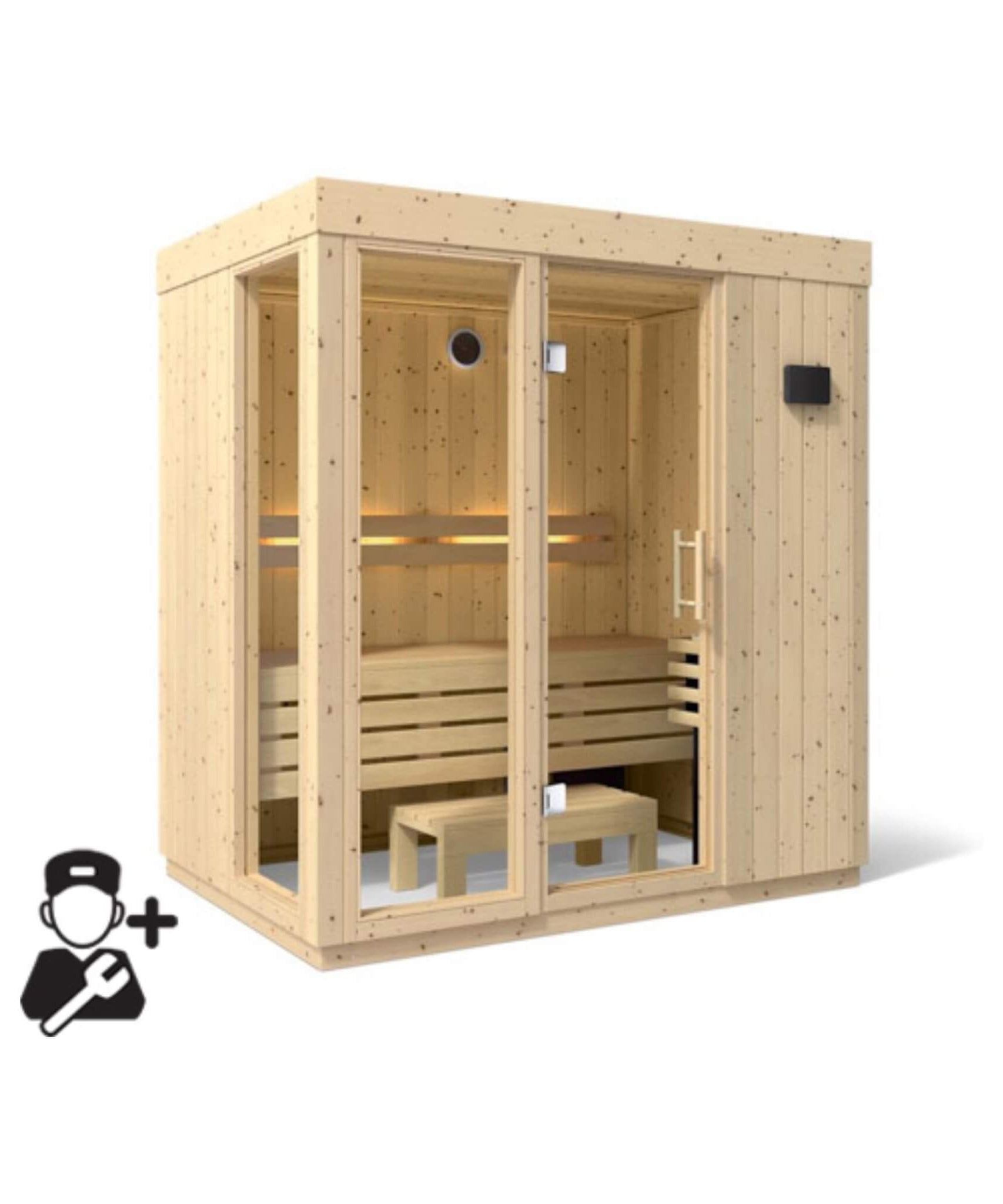 Kohler C1 Luxury Indoor Scandinavian Spruce Home Sauna Kit (SAK60418)