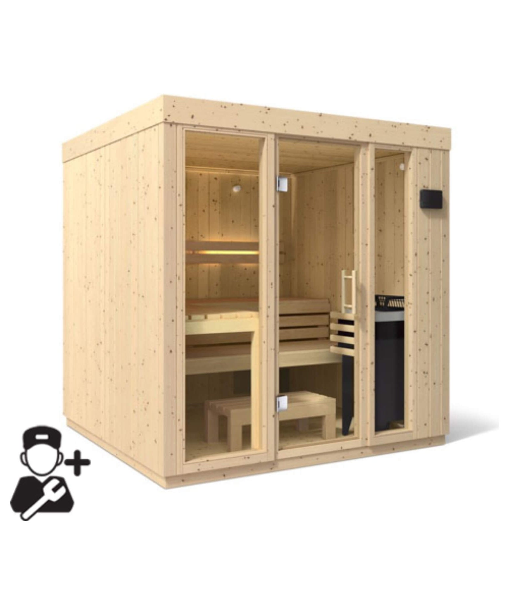 Kohler C1 Luxury Indoor Scandinavian Spruce Home Sauna Kit (SAK60418)