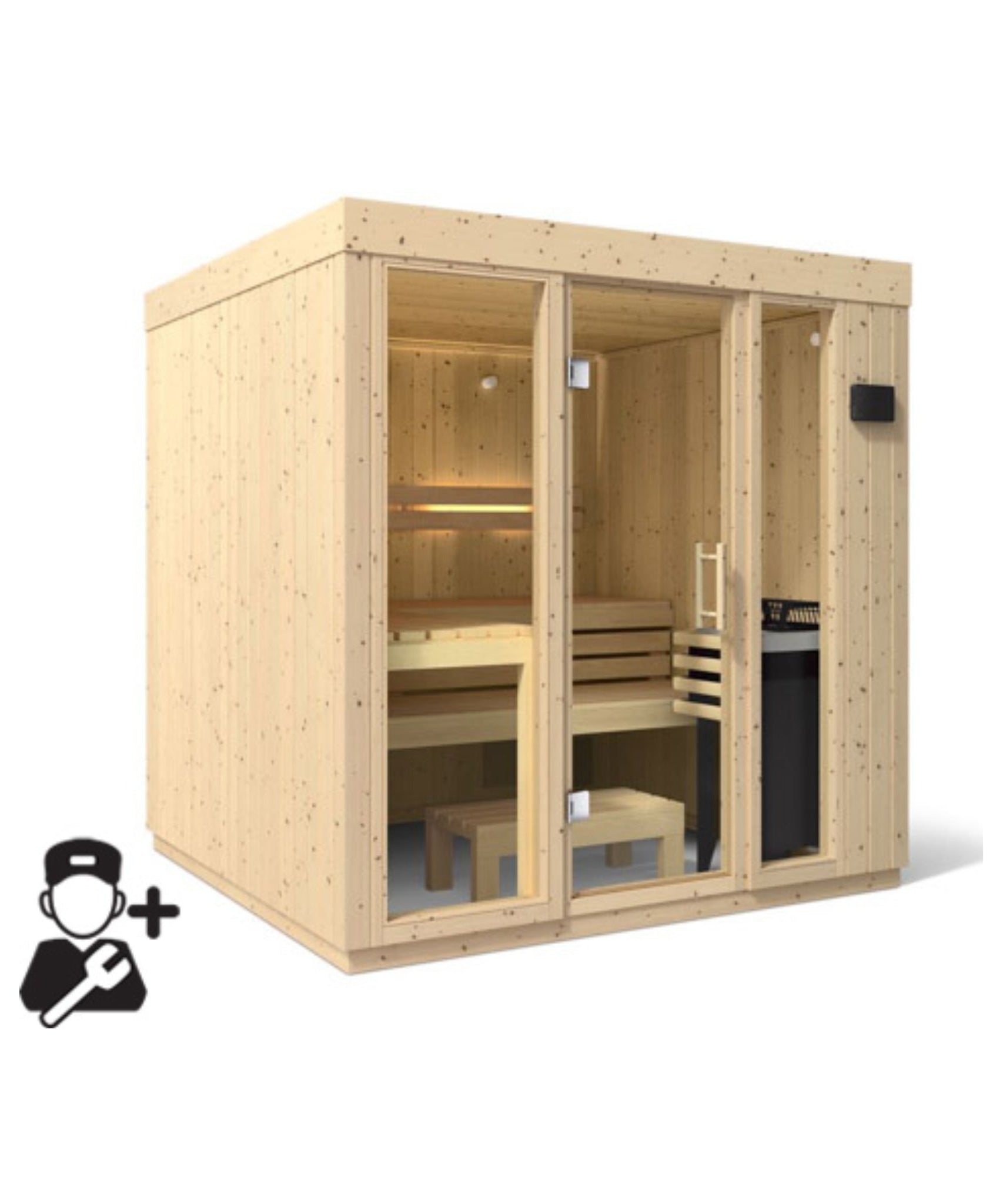 Kohler C1 Luxury Indoor Scandinavian Spruce Home Sauna Kit (SAK60418)