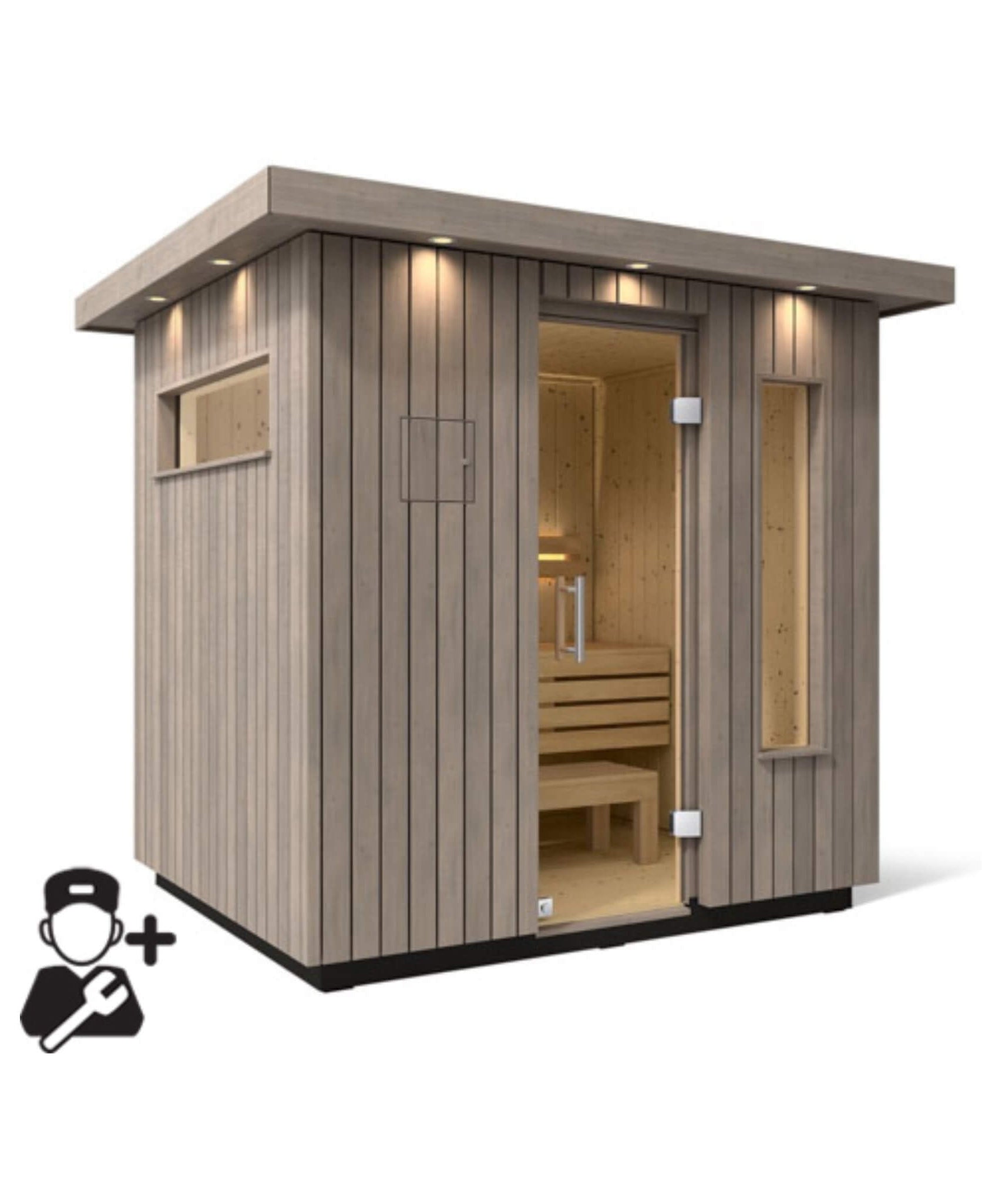 Kohler C2 Outdoor Weathered Gray Spruce Sauna Kit (SAK39184)