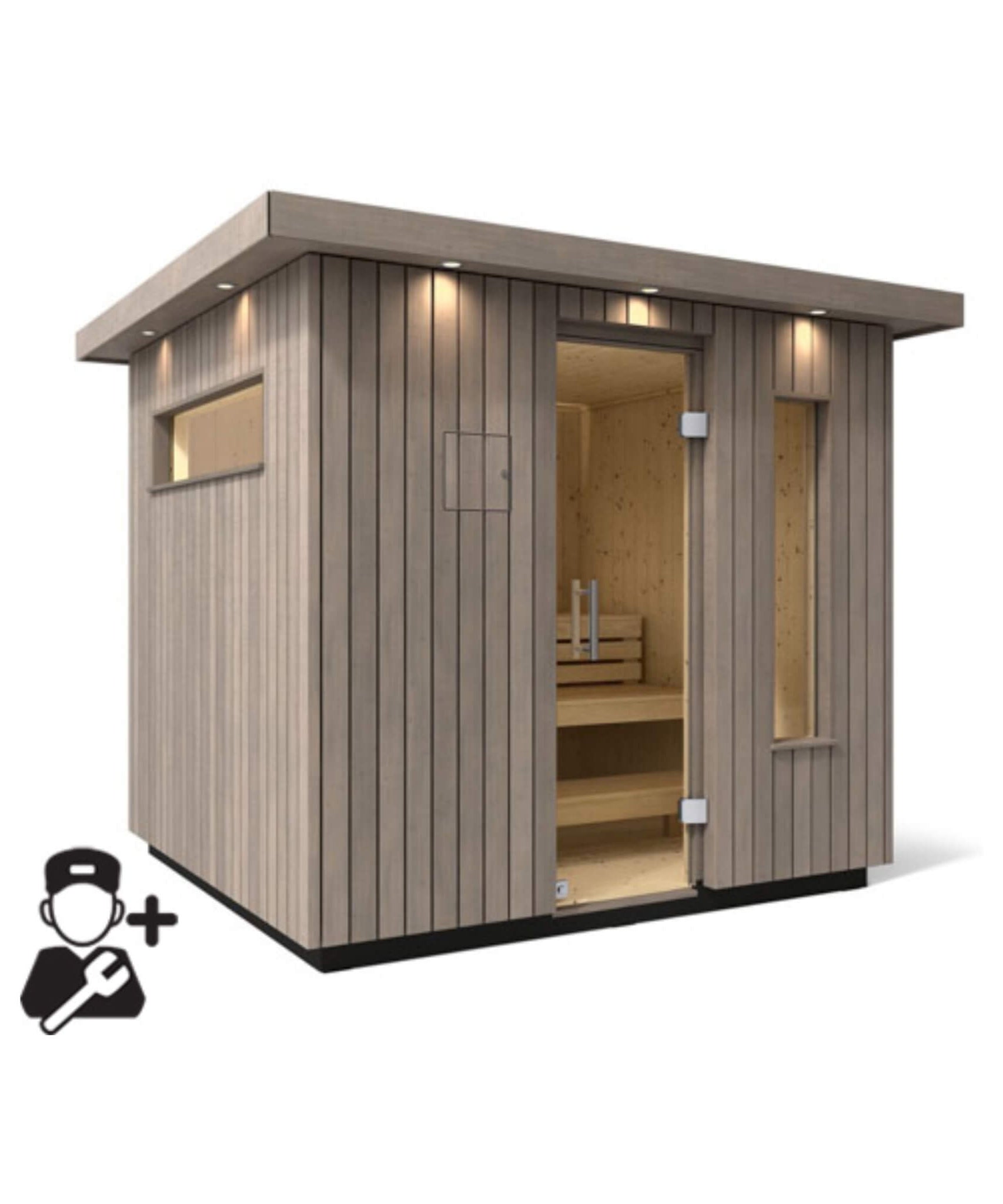 Kohler C2 Outdoor Weathered Gray Spruce Sauna Kit (SAK39184)