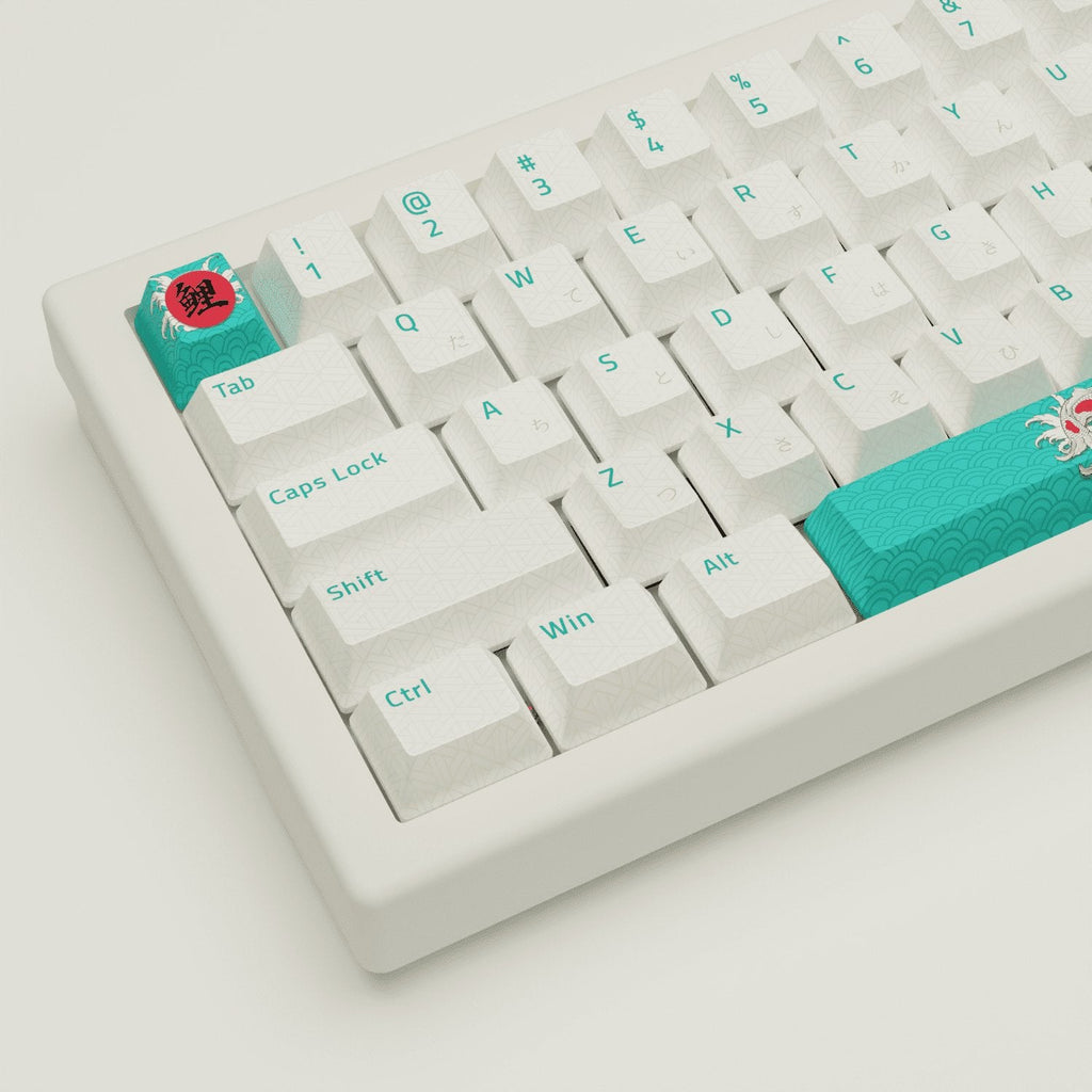 Koi Hiragana Design Keycaps and Mechanical Keyboard