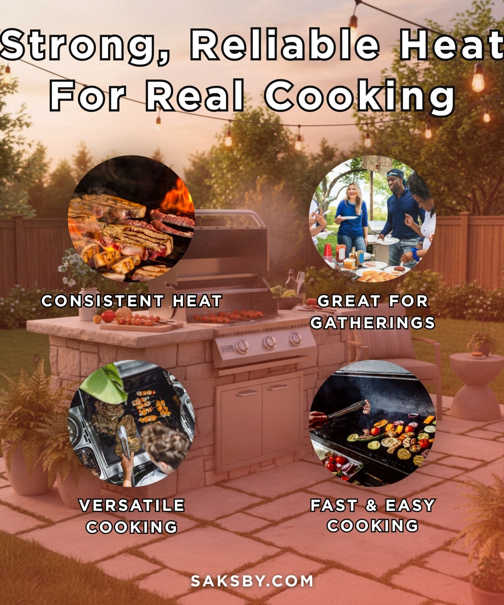 KoKoMo Grills 26-Inch Premium 36K BTU LP/NG 3 Burner Built-In Stainless Steel Gas Grill (SAK82173)