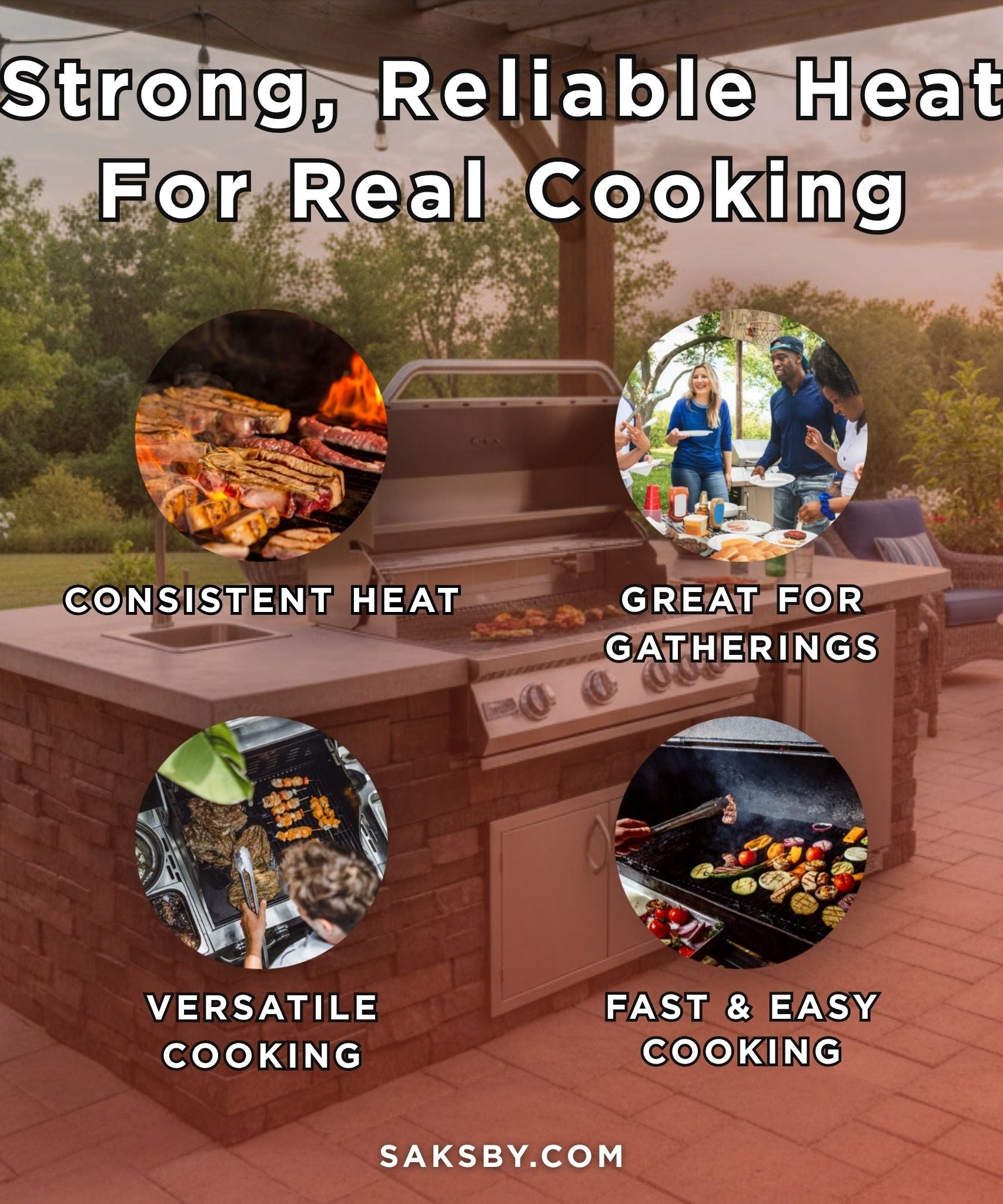 KoKoMo Grills 32-Inch Heavy Duty 60K BTU LP/NG 4 Burner Built-In Stainless Steel Gas Grill (SAK25317)