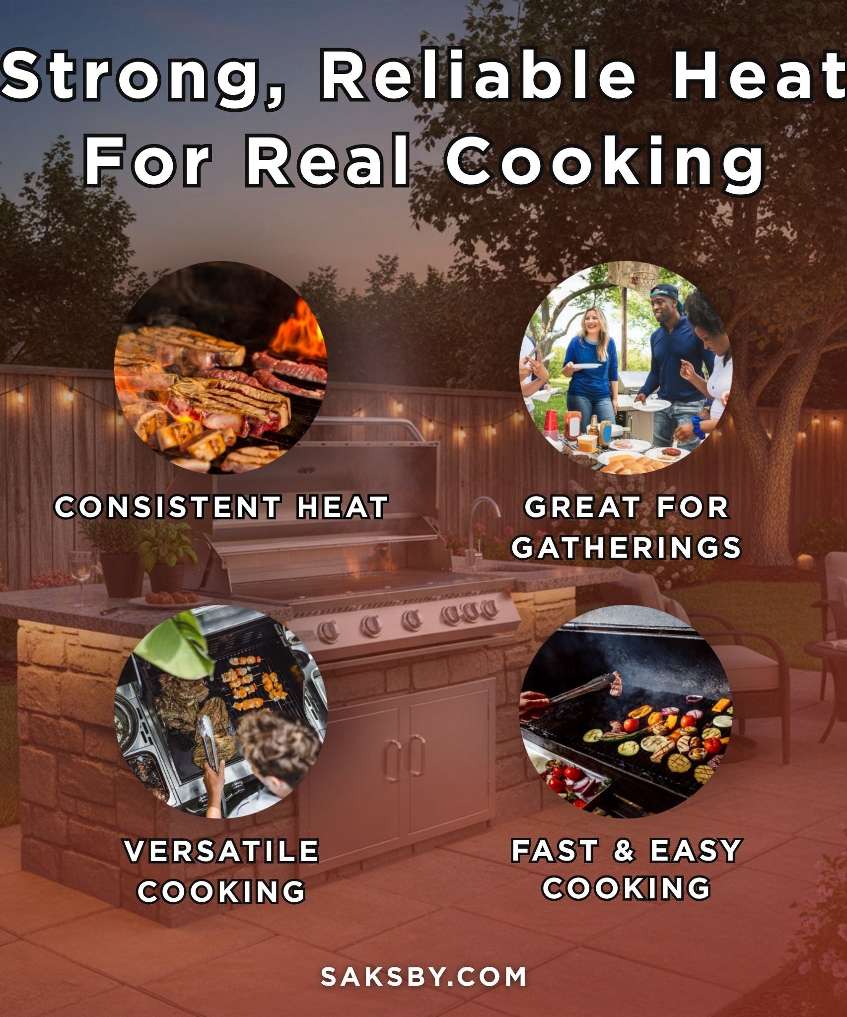KoKoMo Grills 40-Inch Heavy-Duty 72K BTU LP/NG 5 Burner Built-In Stainless Steel Gas Grill (SAK73152)