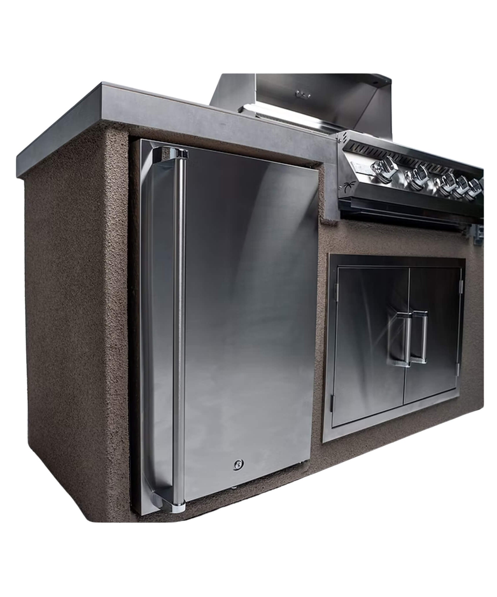 KoKoMo Grills 7FT Straight BBQ Island With Built-In BBQ And Refrigerator [Made-To-Order] (SAK46187)