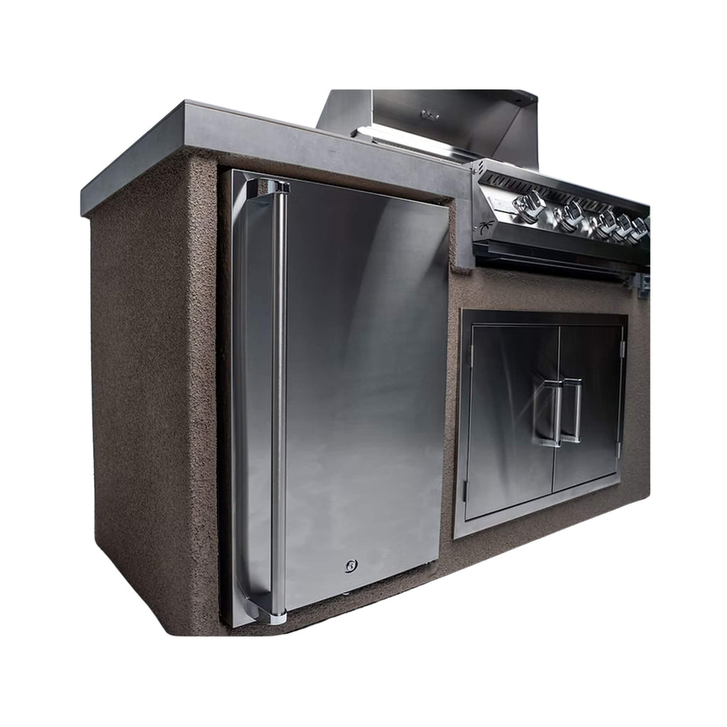 KoKoMo Grills 7FT Straight BBQ Island With Built-In BBQ And Refrigerator [Made-To-Order] (SAK46187)