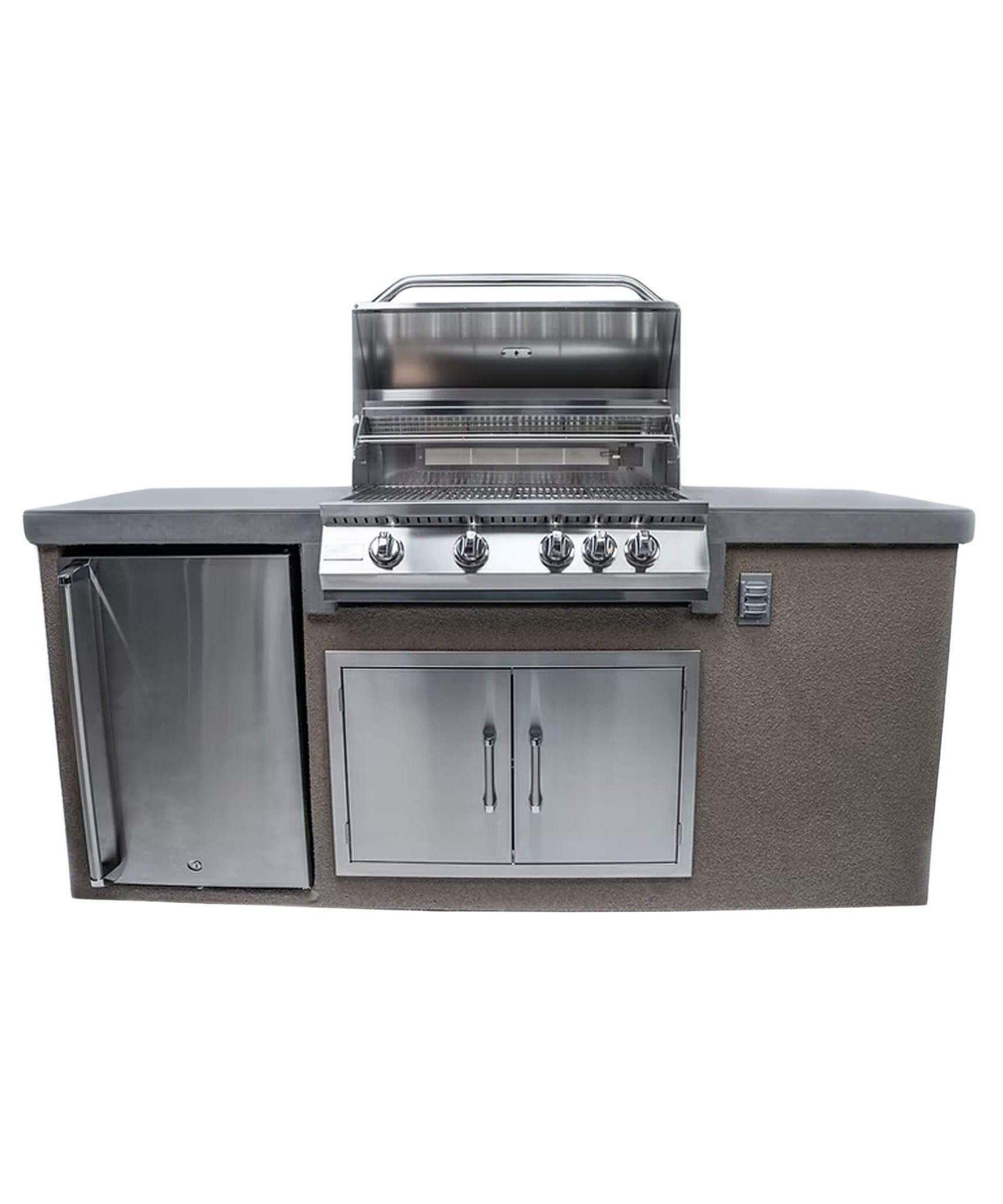 KoKoMo Grills 7FT Straight BBQ Island With Built-In BBQ And Refrigerator [Made-To-Order] (SAK46187)
