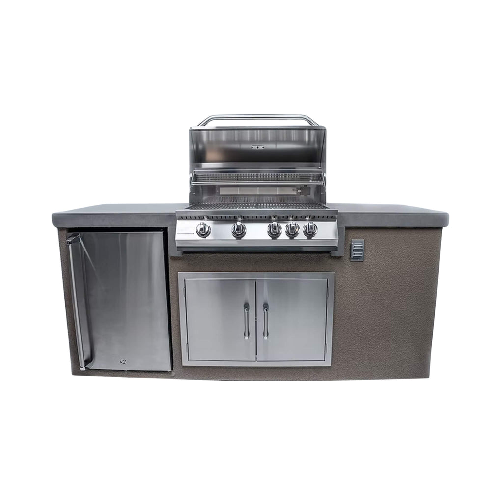 KoKoMo Grills 7FT Straight BBQ Island With Built-In BBQ And Refrigerator [Made-To-Order] (SAK46187)