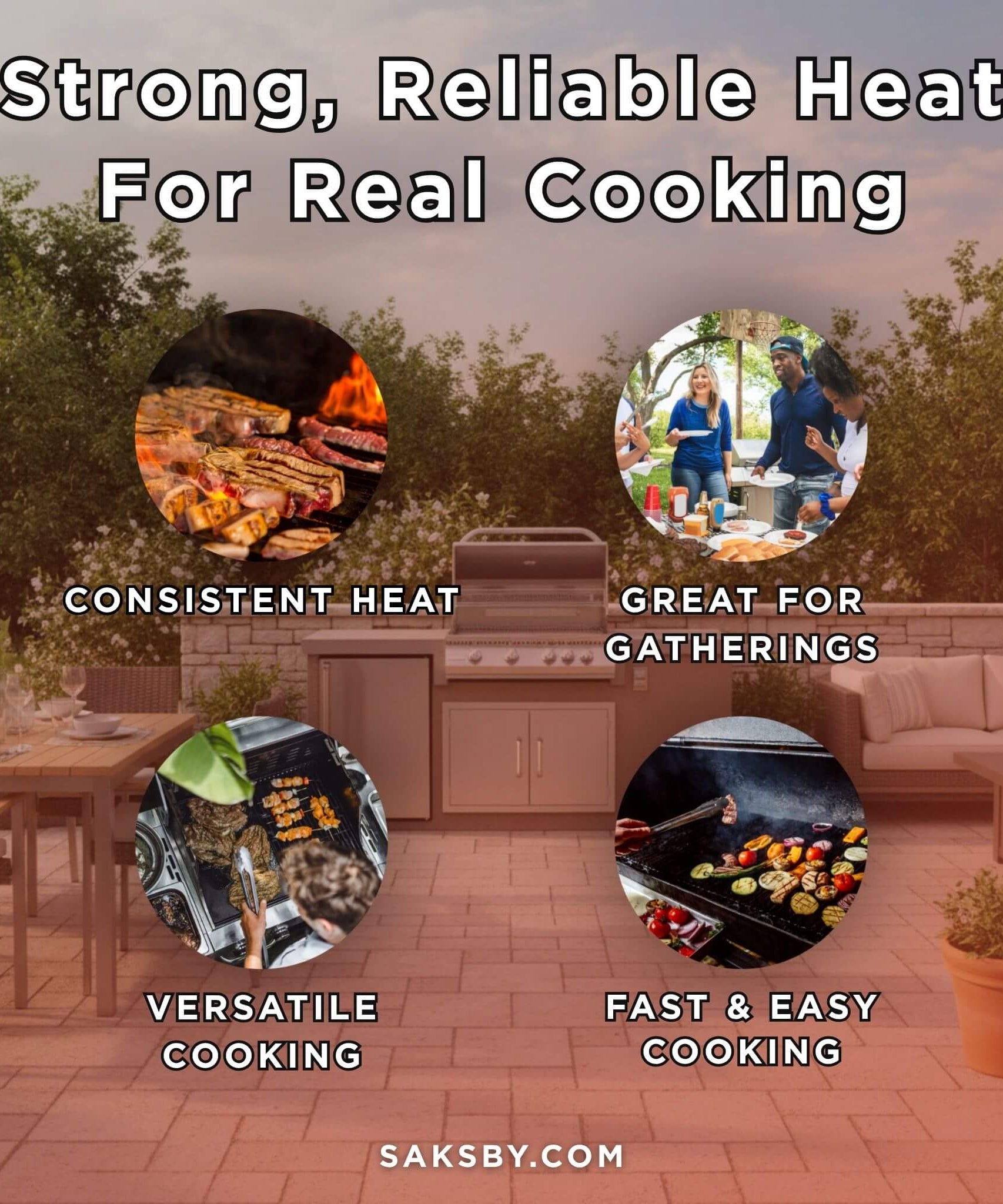 KoKoMo Grills 7FT Straight BBQ Island With Built-In BBQ And Refrigerator [Made-To-Order] (SAK46187)