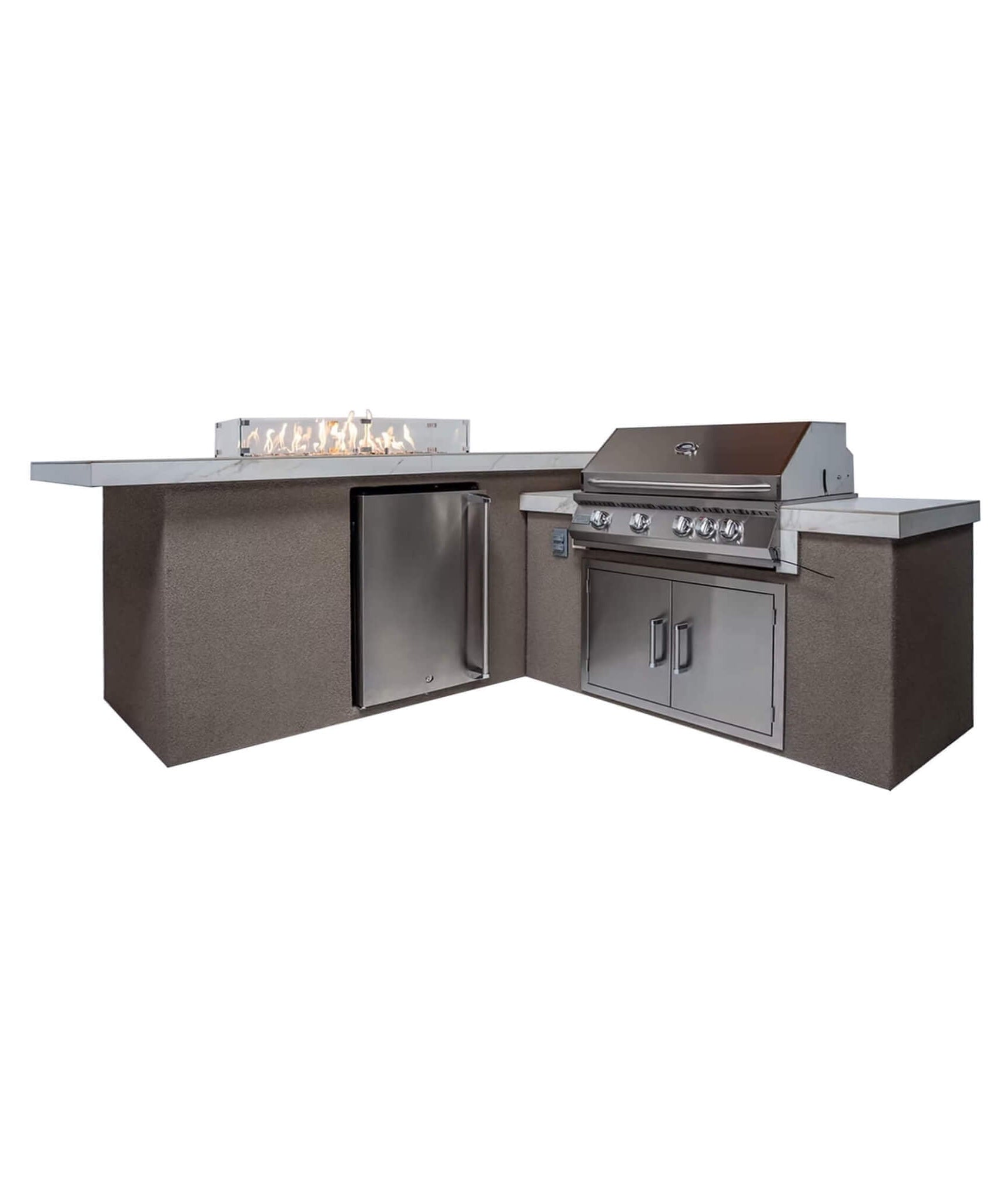 KoKoMo Grills Baja 9FT BBQ Island With LEDs, Built-In BBQ And Refrigerator [Made-To-Order] (SAK85739)