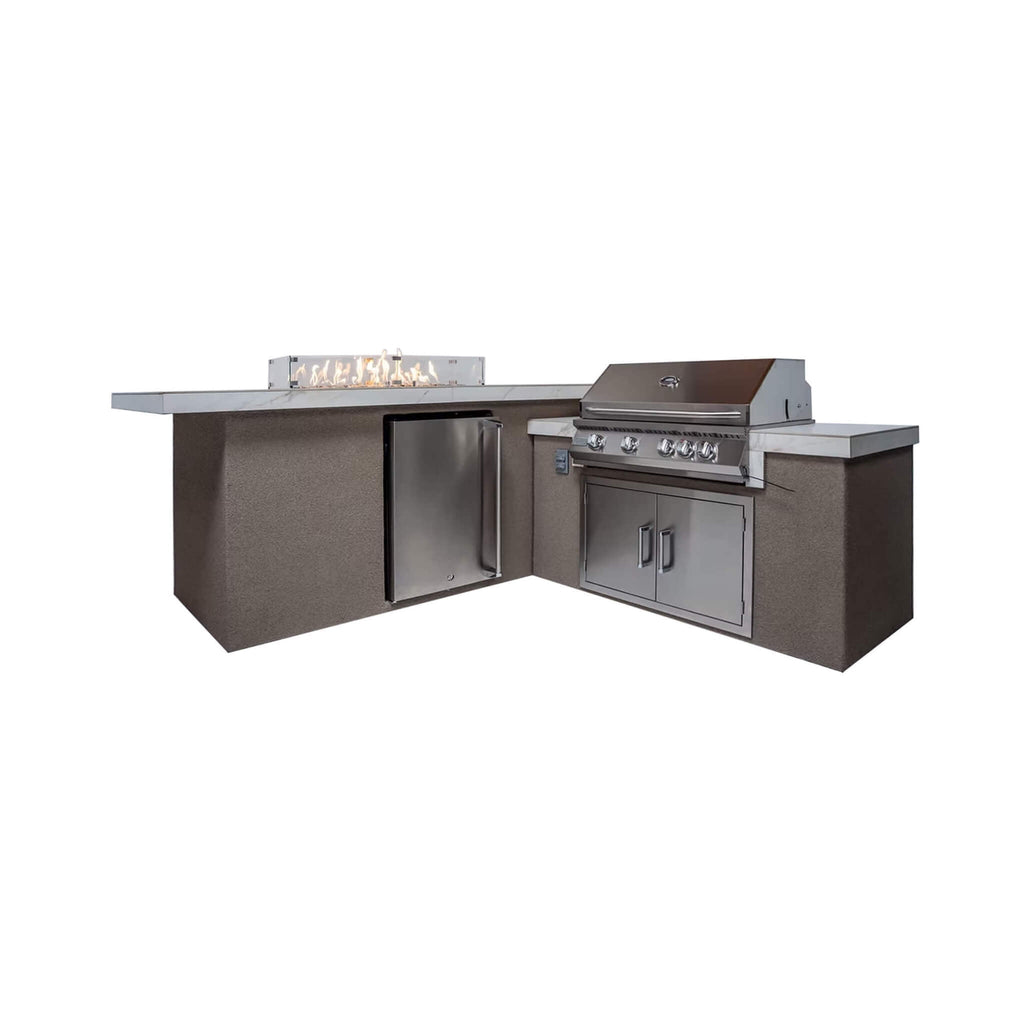 KoKoMo Grills Baja 9FT BBQ Island With LEDs, Built-In BBQ And Refrigerator [Made-To-Order] (SAK85739)