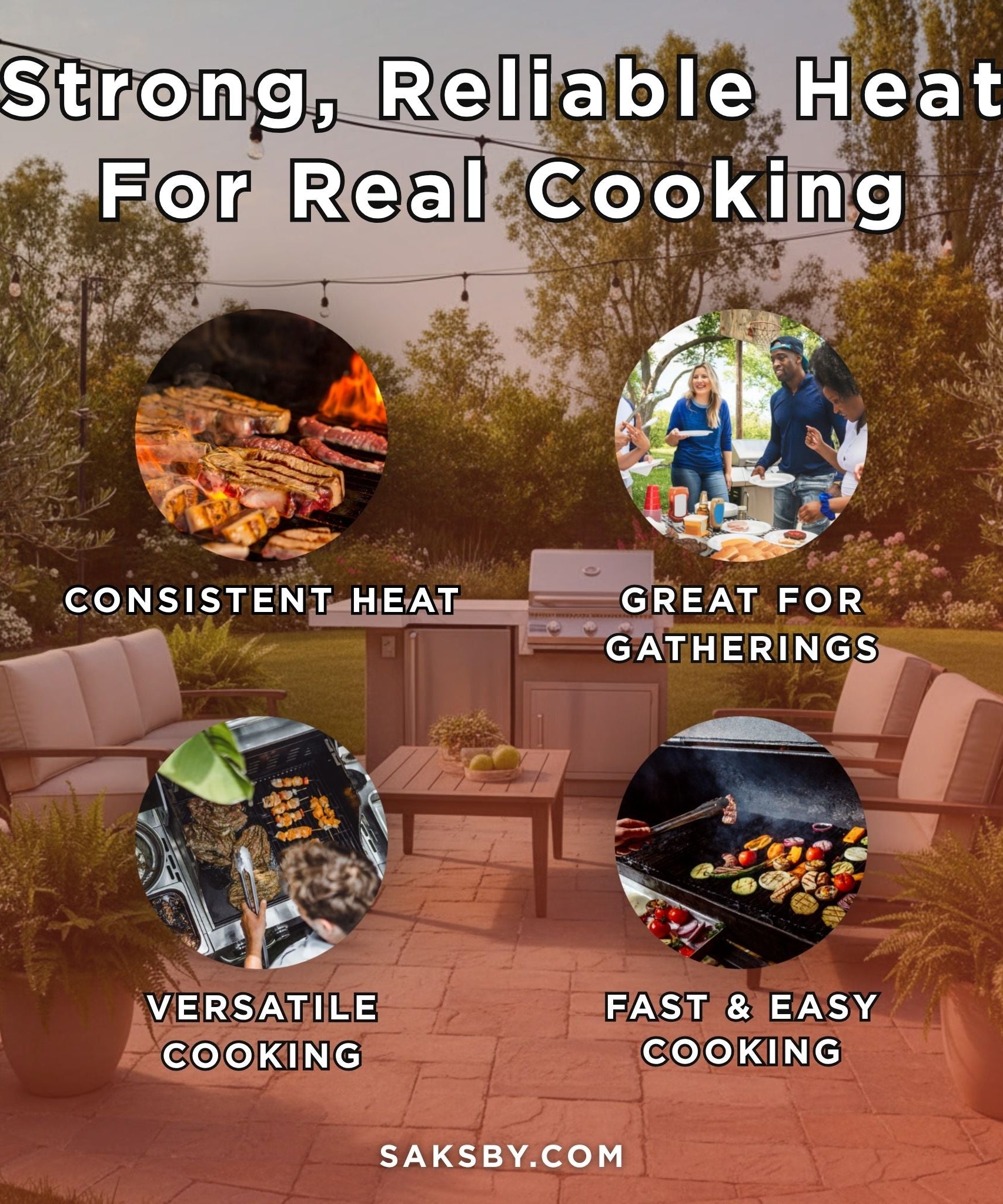 KoKoMo Grills Mini Maui 6FT BBQ Island With LED Lights, Built-In BBQ And Refrigerator [Made-To-Order] (SAK53828)