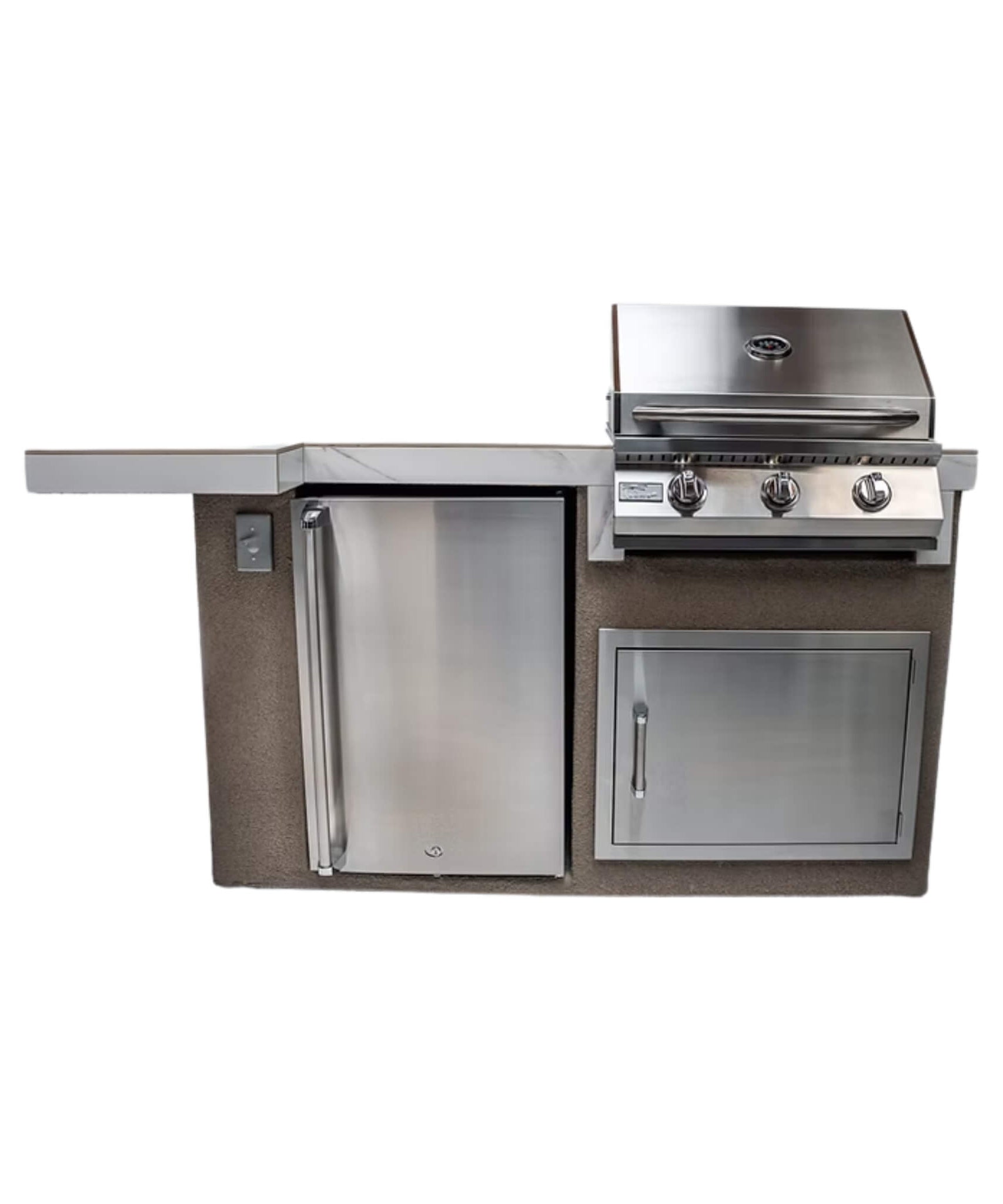 KoKoMo Grills Mini Maui 6FT BBQ Island With LED Lights, Built-In BBQ And Refrigerator [Made-To-Order] (SAK53828)