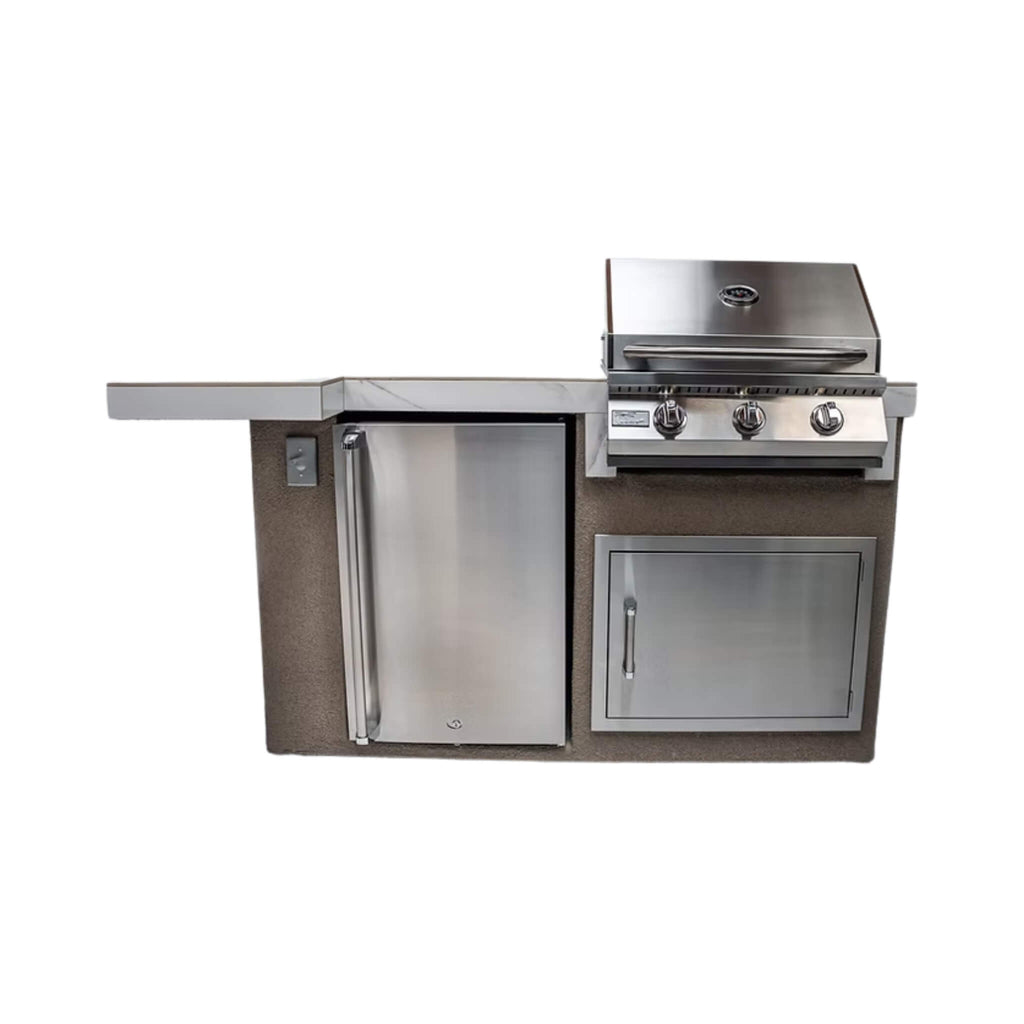 KoKoMo Grills Mini Maui 6FT BBQ Island With LED Lights, Built-In BBQ And Refrigerator [Made-To-Order] (SAK53828)