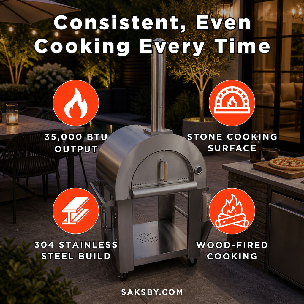 KoKoMo Grills Premium 32-Inch Stainless Steel Wood Fired Pizza Oven [KO-PIZZAOVEN] (SAK92618)