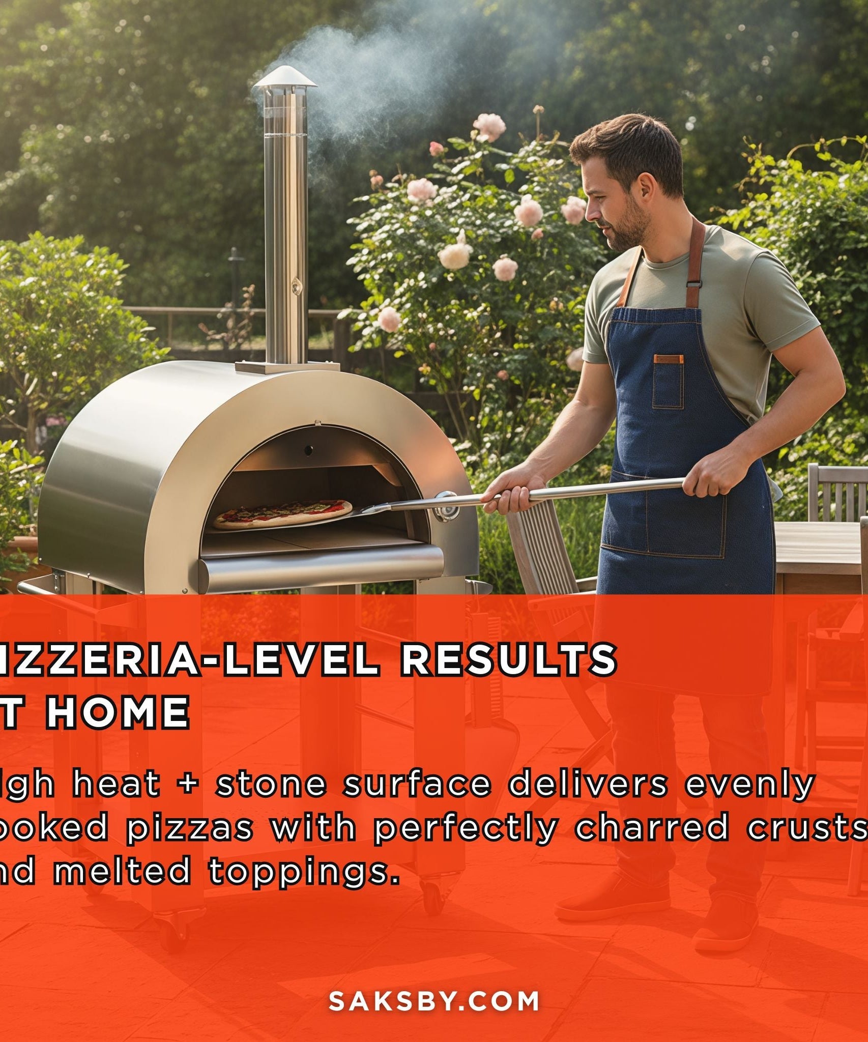 KoKoMo Grills Premium 32-Inch Stainless Steel Wood Fired Pizza Oven [KO-PIZZAOVEN] (SAK92618)