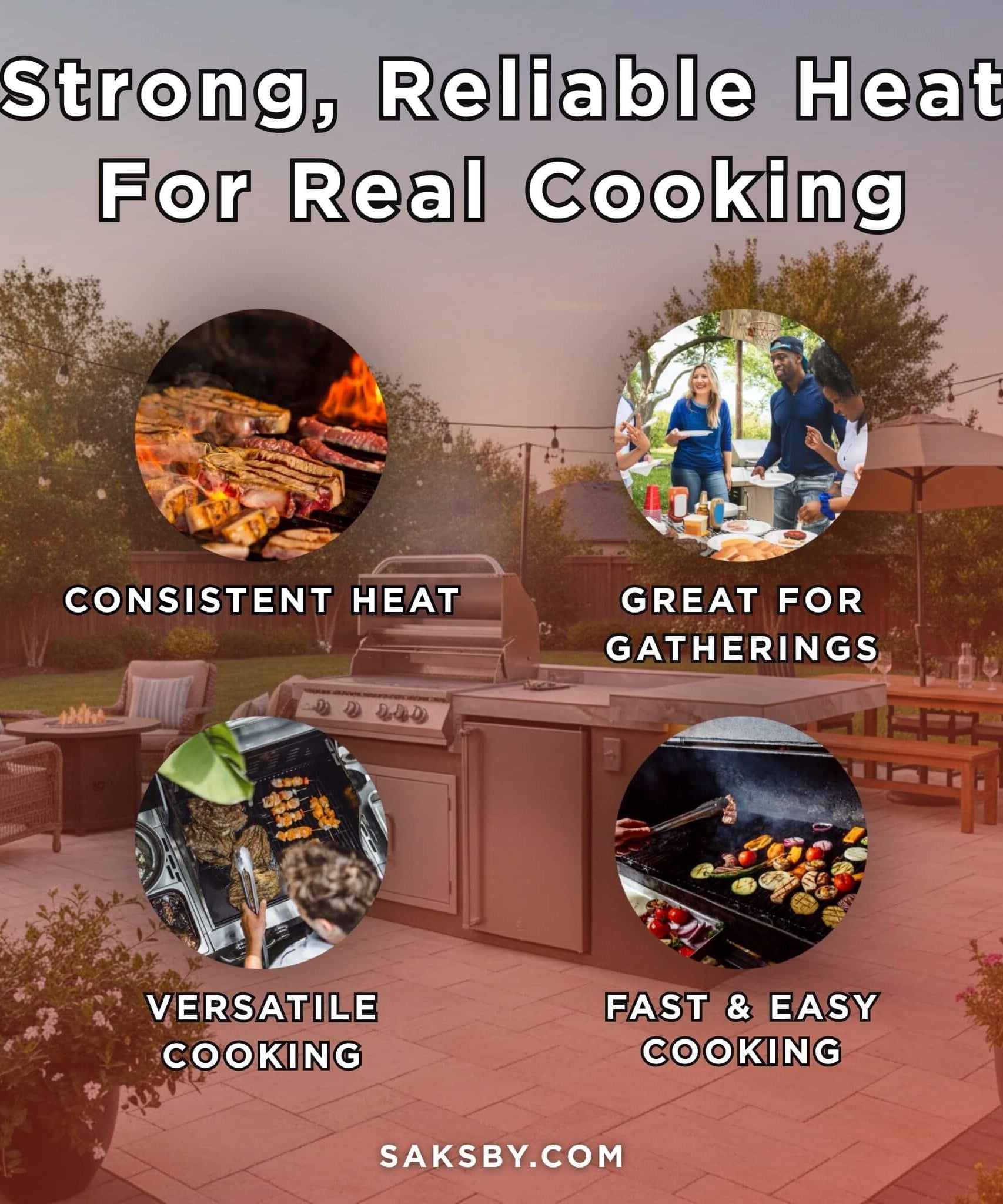 KoKoMo Grills St.John 7FT BBQ Island With LEDs, Built-In BBQ And Refrigerator [Made-To-Order] (SAK91568)