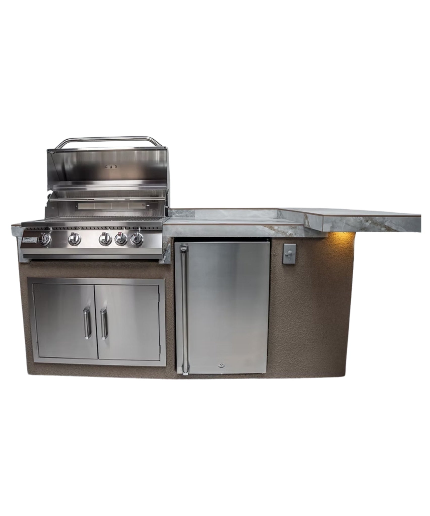 KoKoMo Grills St.John 7FT BBQ Island With LEDs, Built-In BBQ And Refrigerator [Made-To-Order] (SAK91568)
