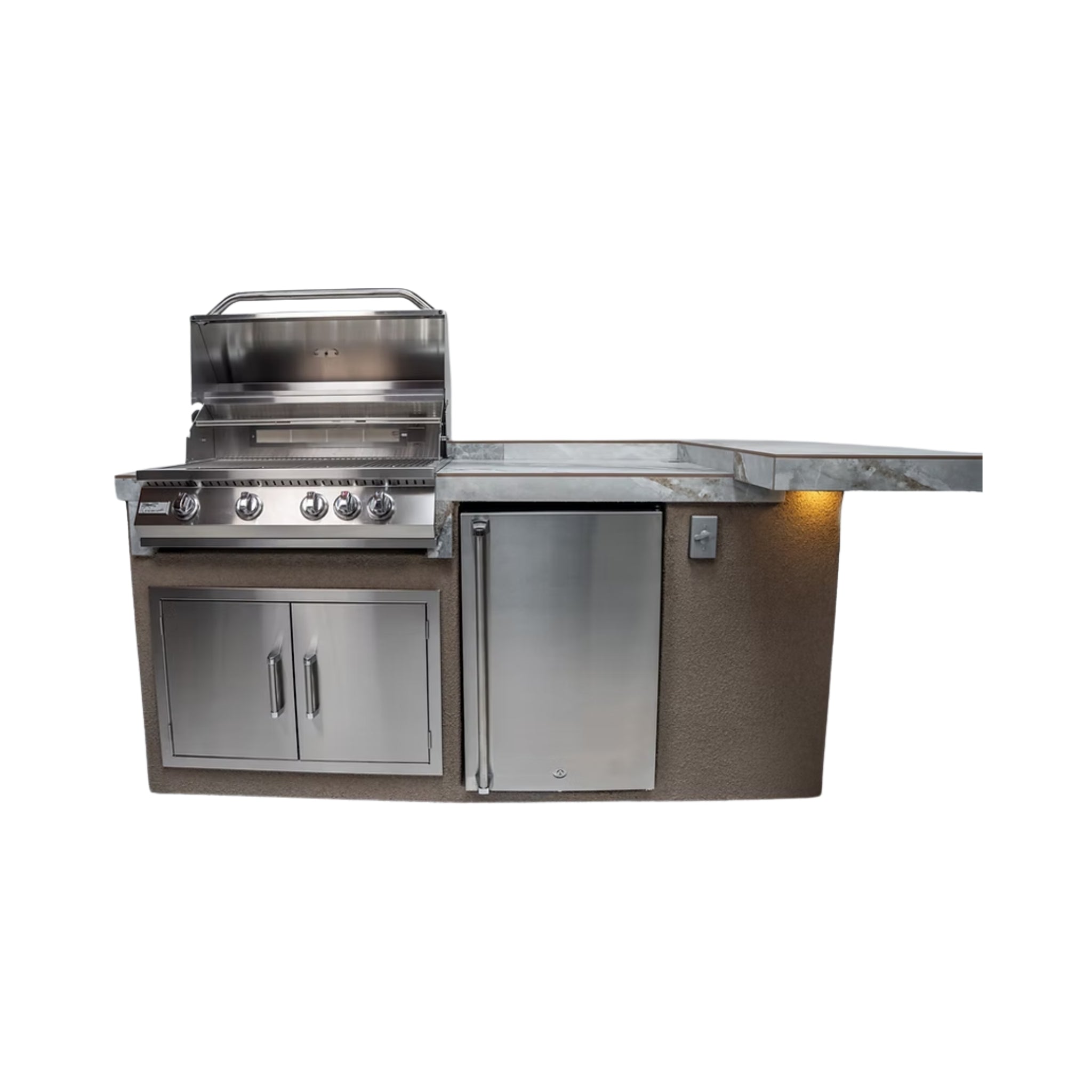 KoKoMo Grills St.John 7FT BBQ Island With LEDs, Built-In BBQ And Refrigerator [Made-To-Order] (SAK91568)