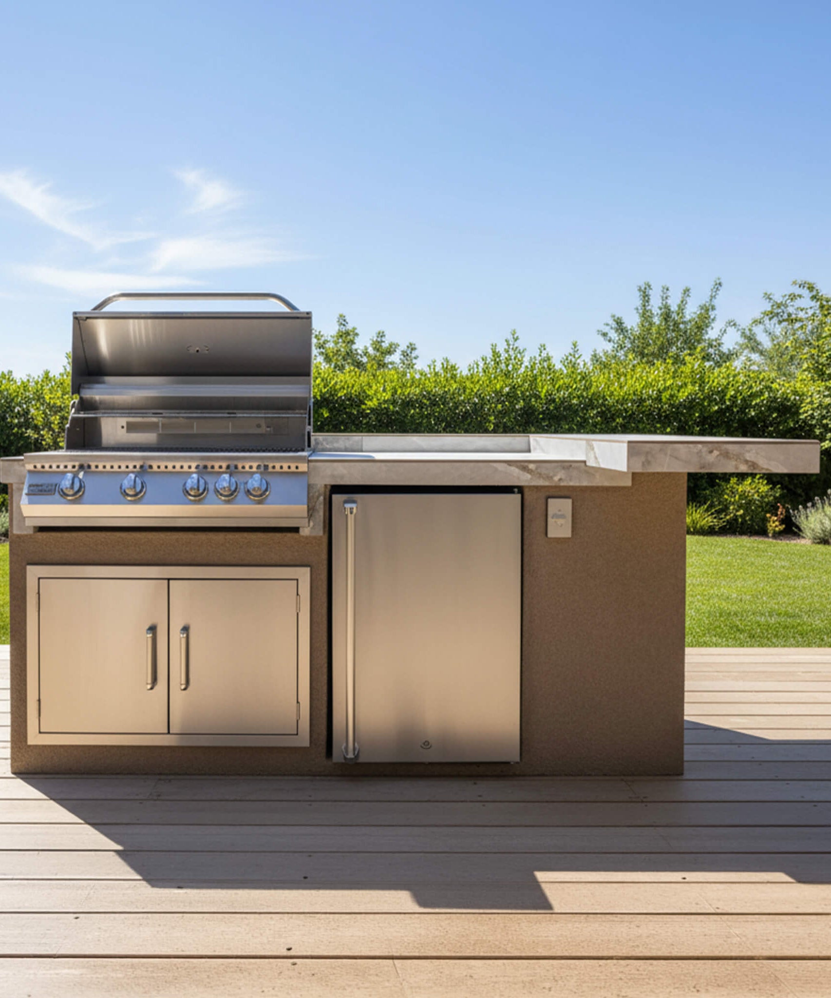 KoKoMo Grills St.John 7FT BBQ Island With LEDs, Built-In BBQ And Refrigerator [Made-To-Order] (SAK91568)