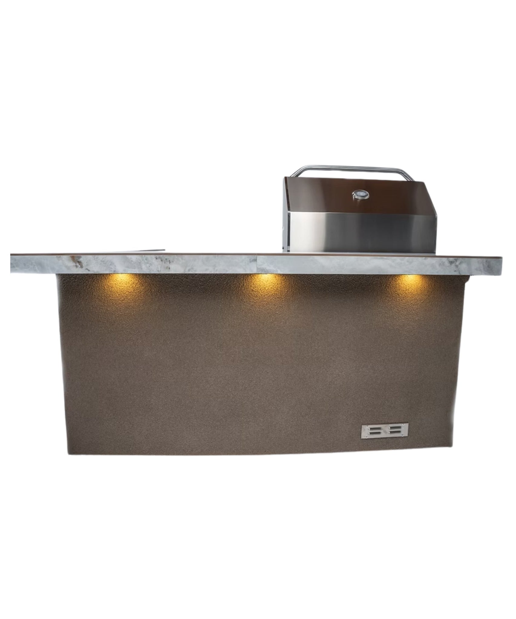 KoKoMo Grills St.John 7FT BBQ Island With LEDs, Built-In BBQ And Refrigerator [Made-To-Order] (SAK91568)