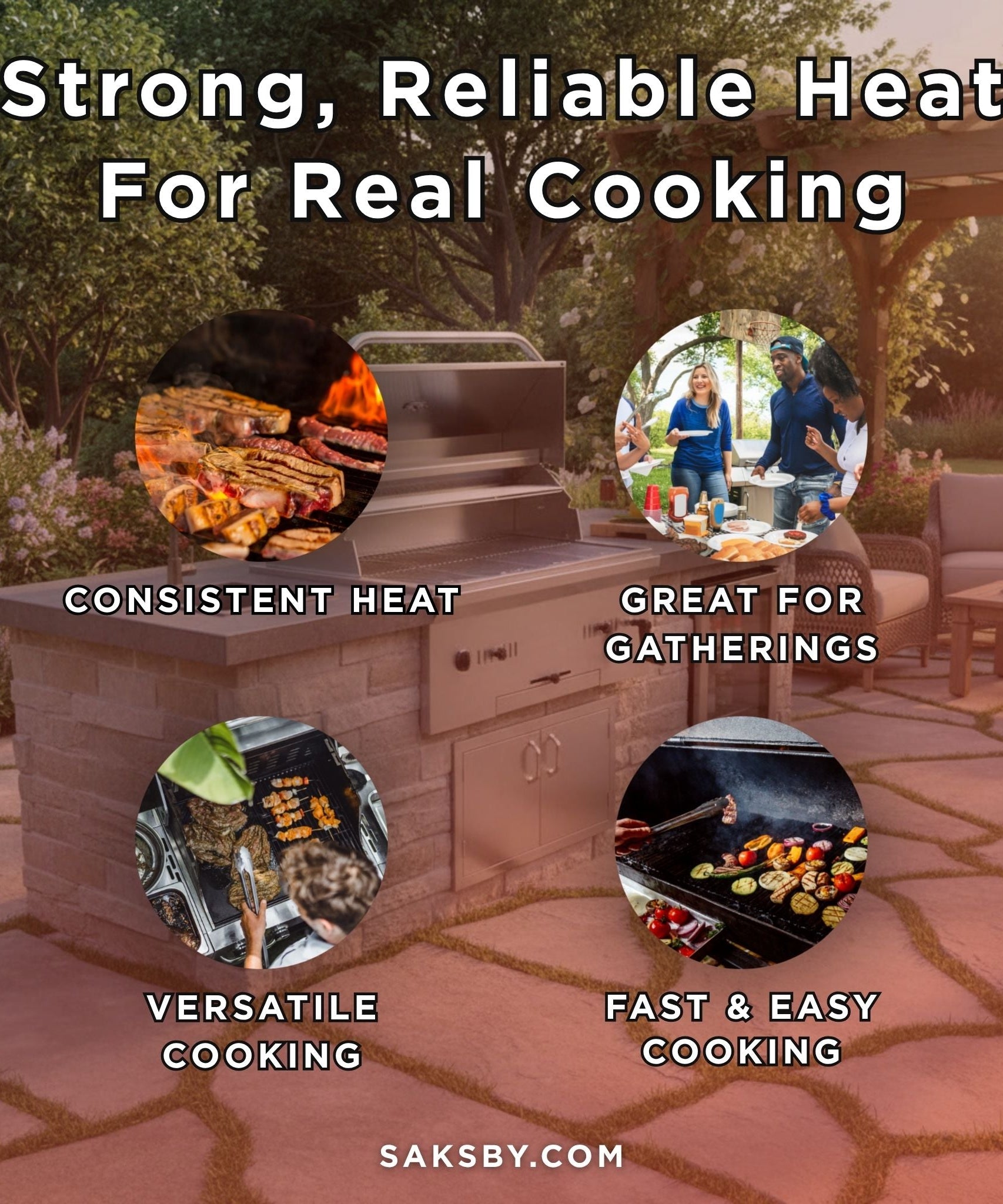 KoKoMo Grills Premium Built-In Charcoal Grill With 304 Stainless Steel And Adjustable Heat Tray, 32" (SAK32504)