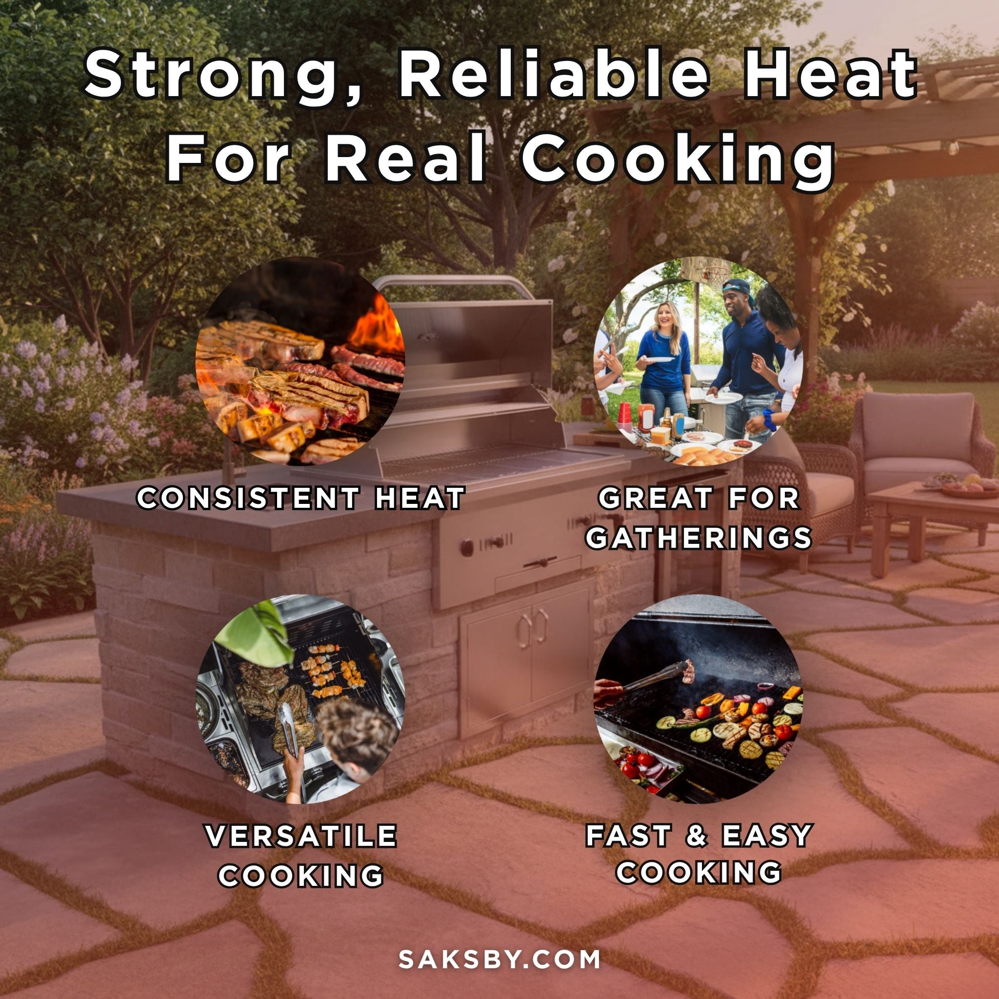 KoKoMo Grills Premium Built-In Charcoal Grill With 304 Stainless Steel And Adjustable Heat Tray, 32" (SAK32504)