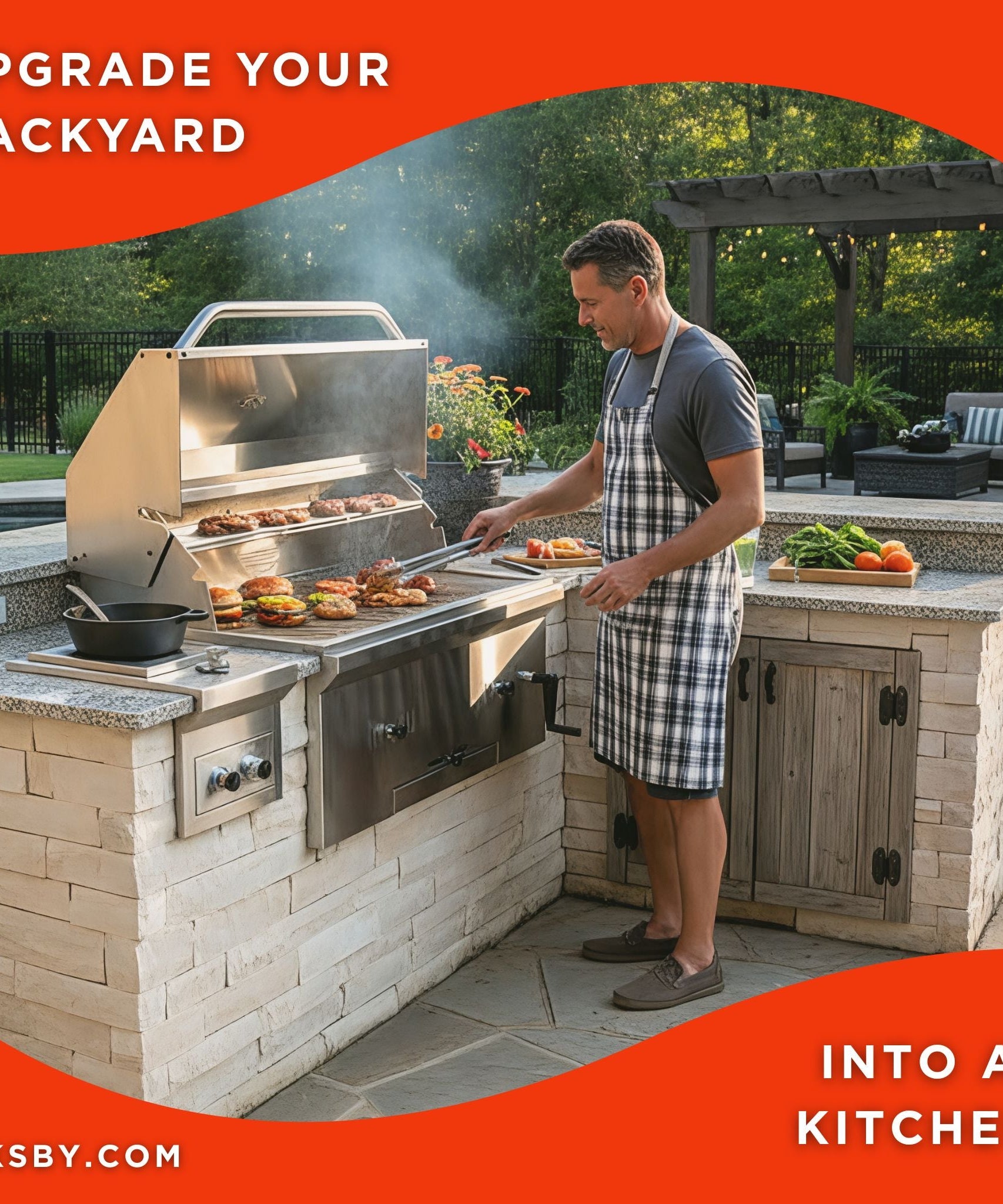 KoKoMo Grills Premium Built-In Charcoal Grill With 304 Stainless Steel And Adjustable Heat Tray, 32" (SAK32504)