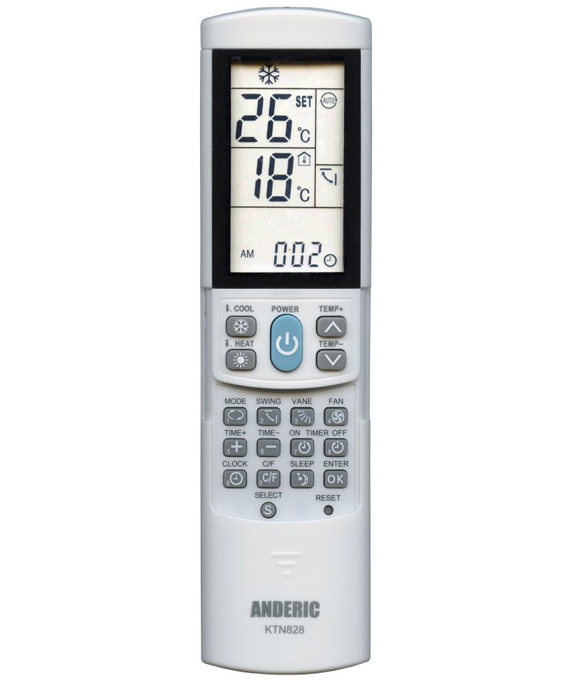 Anderic KTN828 (White) Universal Air Conditioner Remote Control for Mini Split, HVAC, Window, and Portable AC