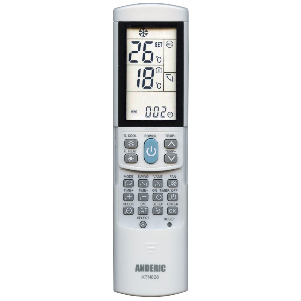 Anderic KTN828 (White) Universal Air Conditioner Remote Control for Mini Split, HVAC, Window, and Portable AC