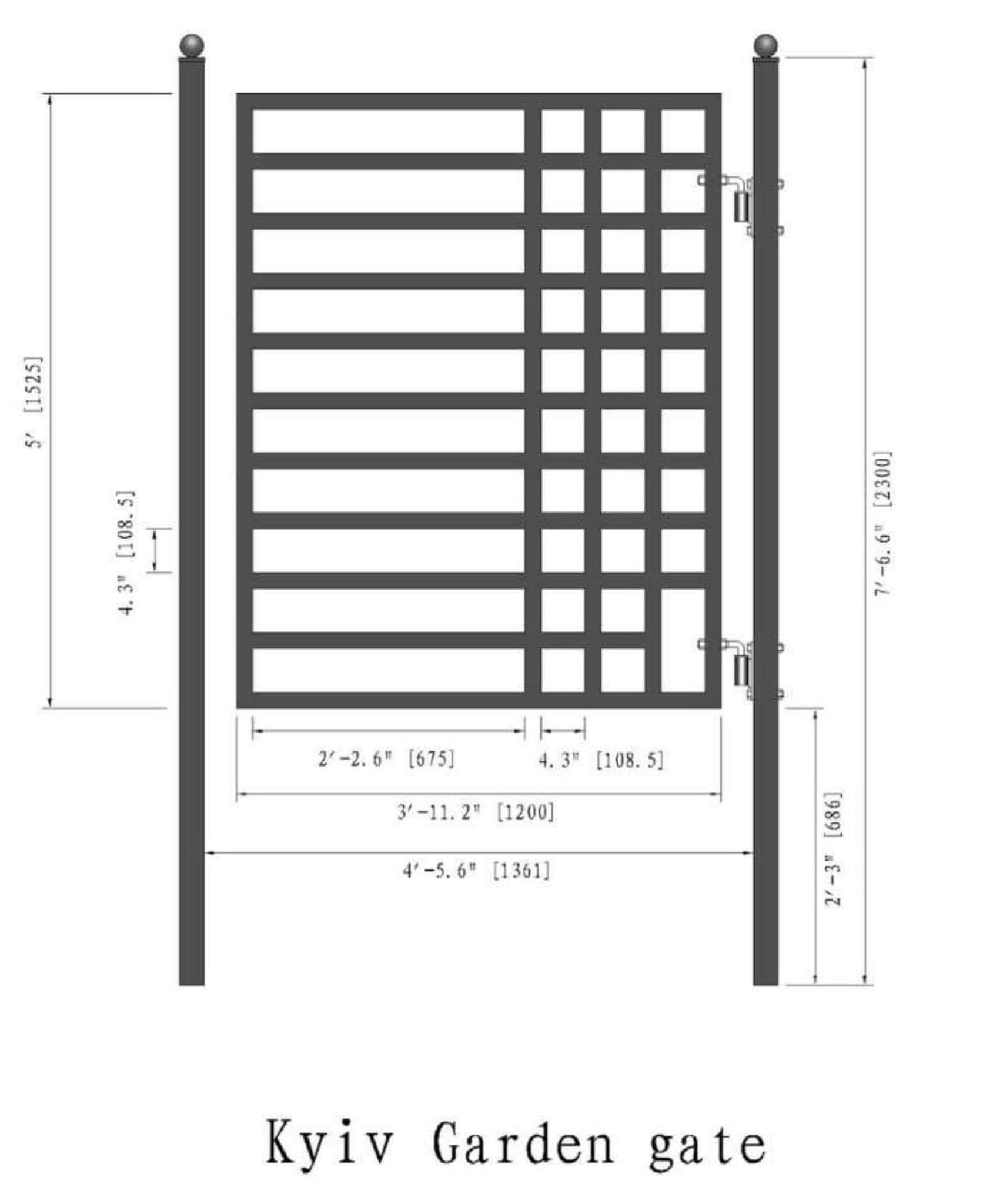 5FT Heavy-Duty Kyiv-Style Powder-Coated Galvanized Steel Pedestrian Gate (SAK45810)