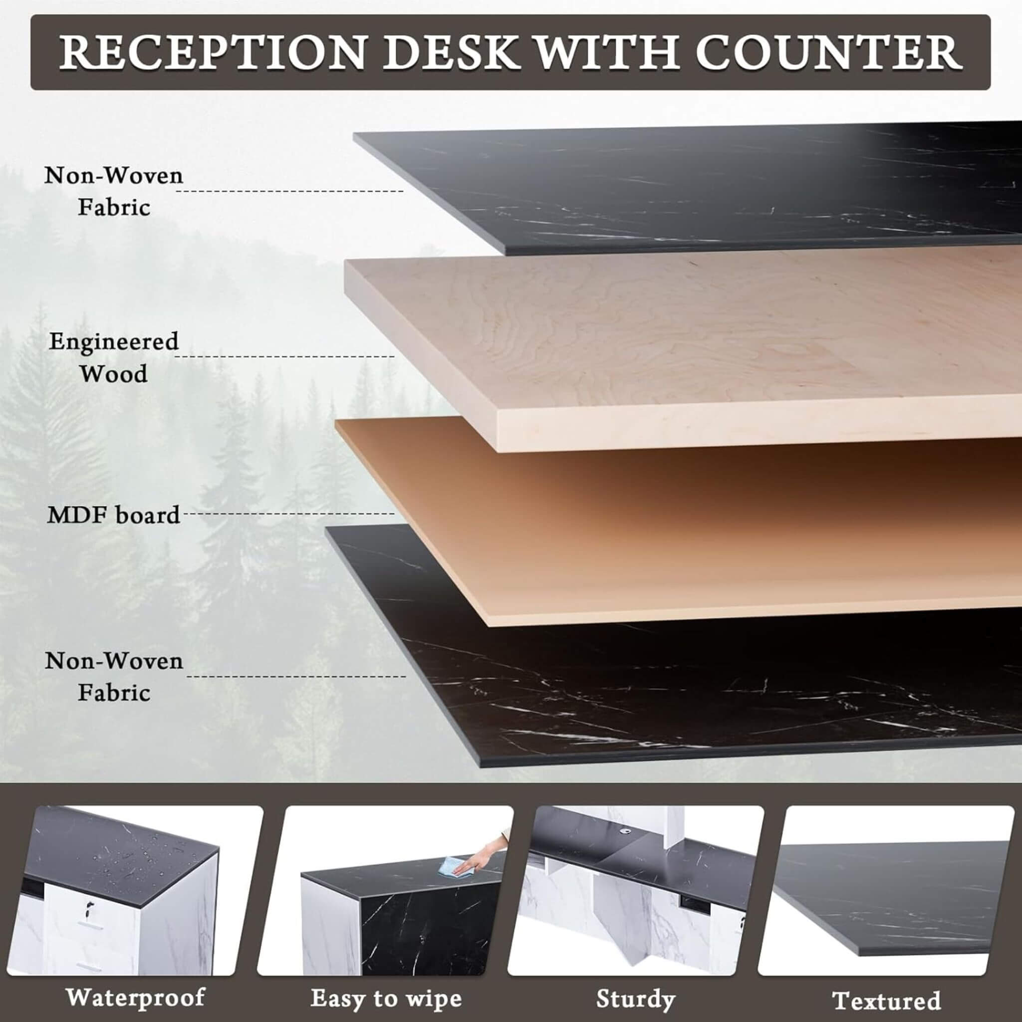 Velmor L-Shaped Modern Black And White Reception Desk With Lockable Drawers (SAK50729)