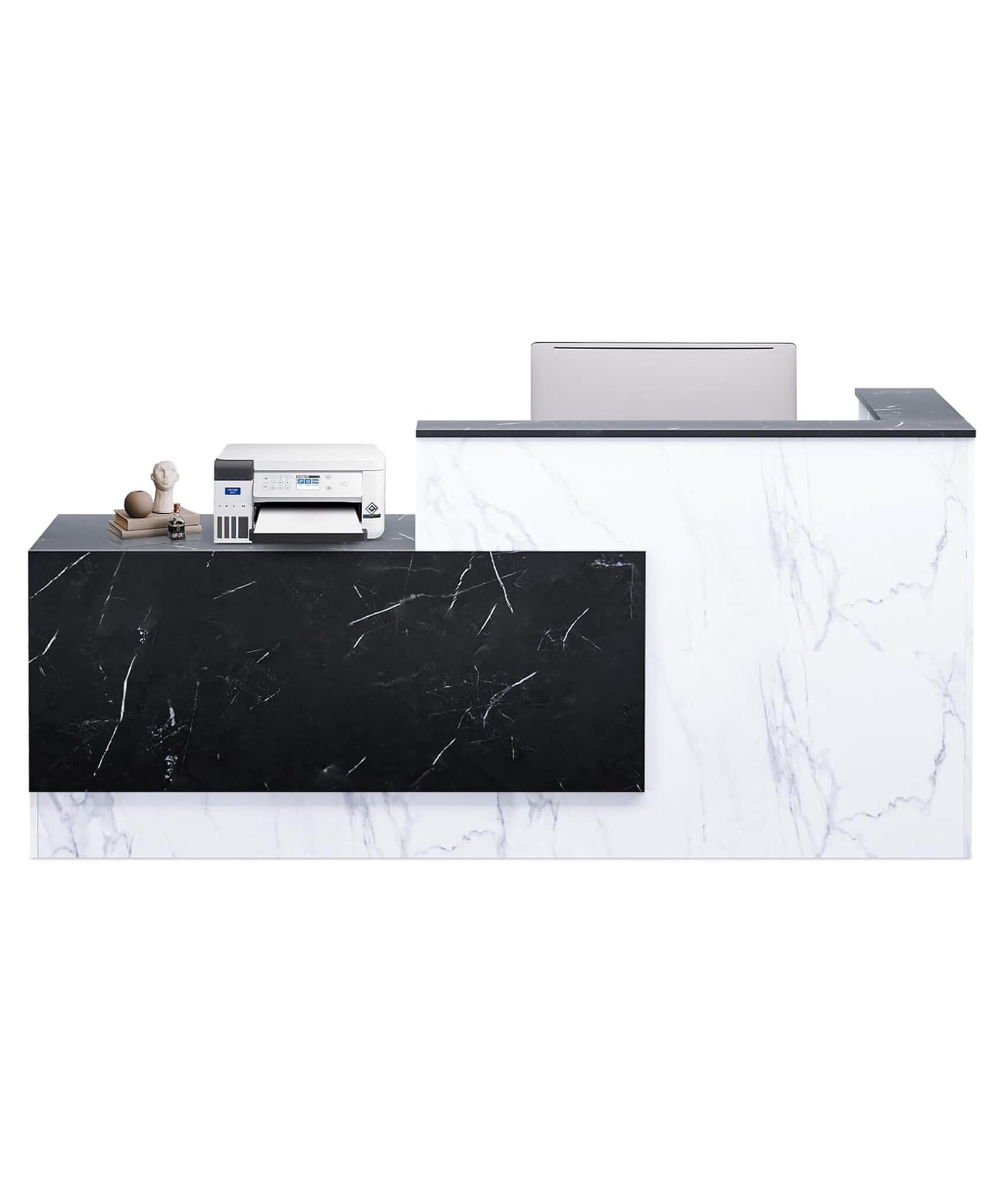 Velmor L-Shaped Modern Black And White Reception Desk With Lockable Drawers (SAK50729)