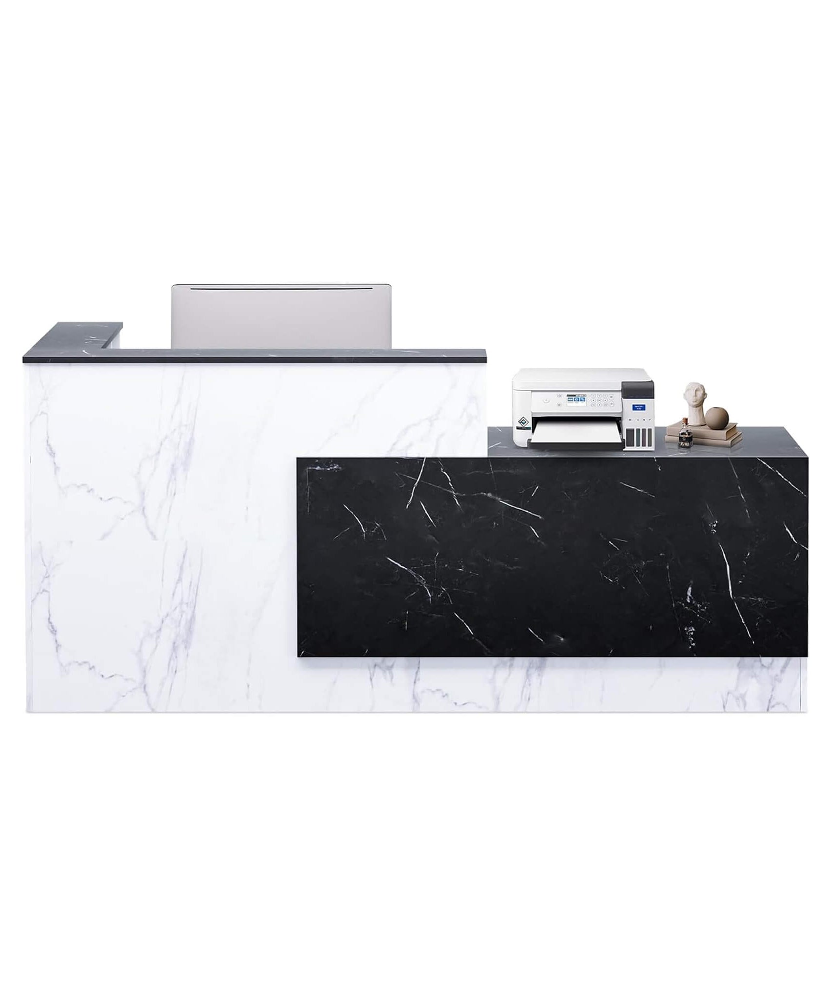 Velmor L-Shaped Modern Black And White Reception Desk With Lockable Drawers (SAK50729)