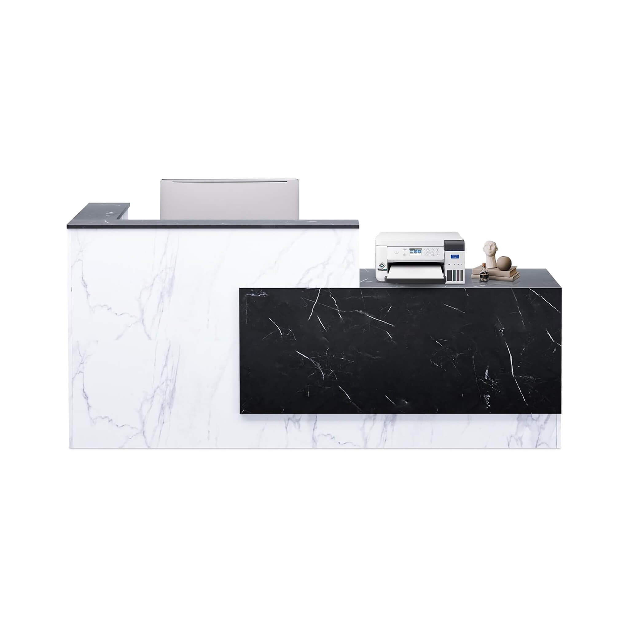 Velmor L-Shaped Modern Black And White Reception Desk With Lockable Drawers (SAK50729)