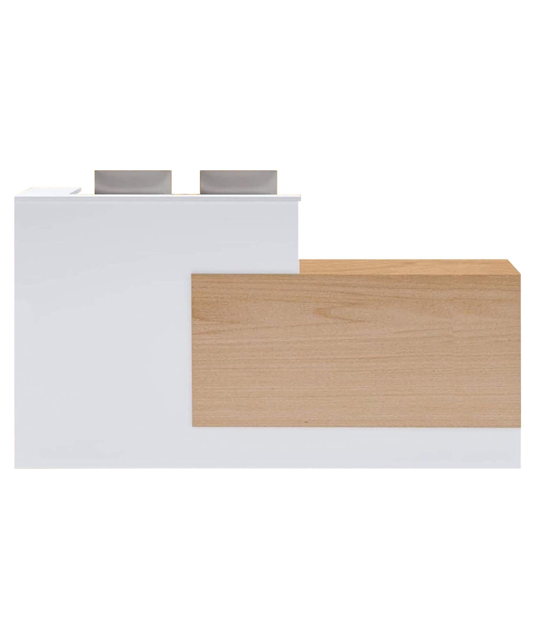 Velmor L-Shaped Modern Brown And White Reception Desk With Lockable Drawers (SAK26491)