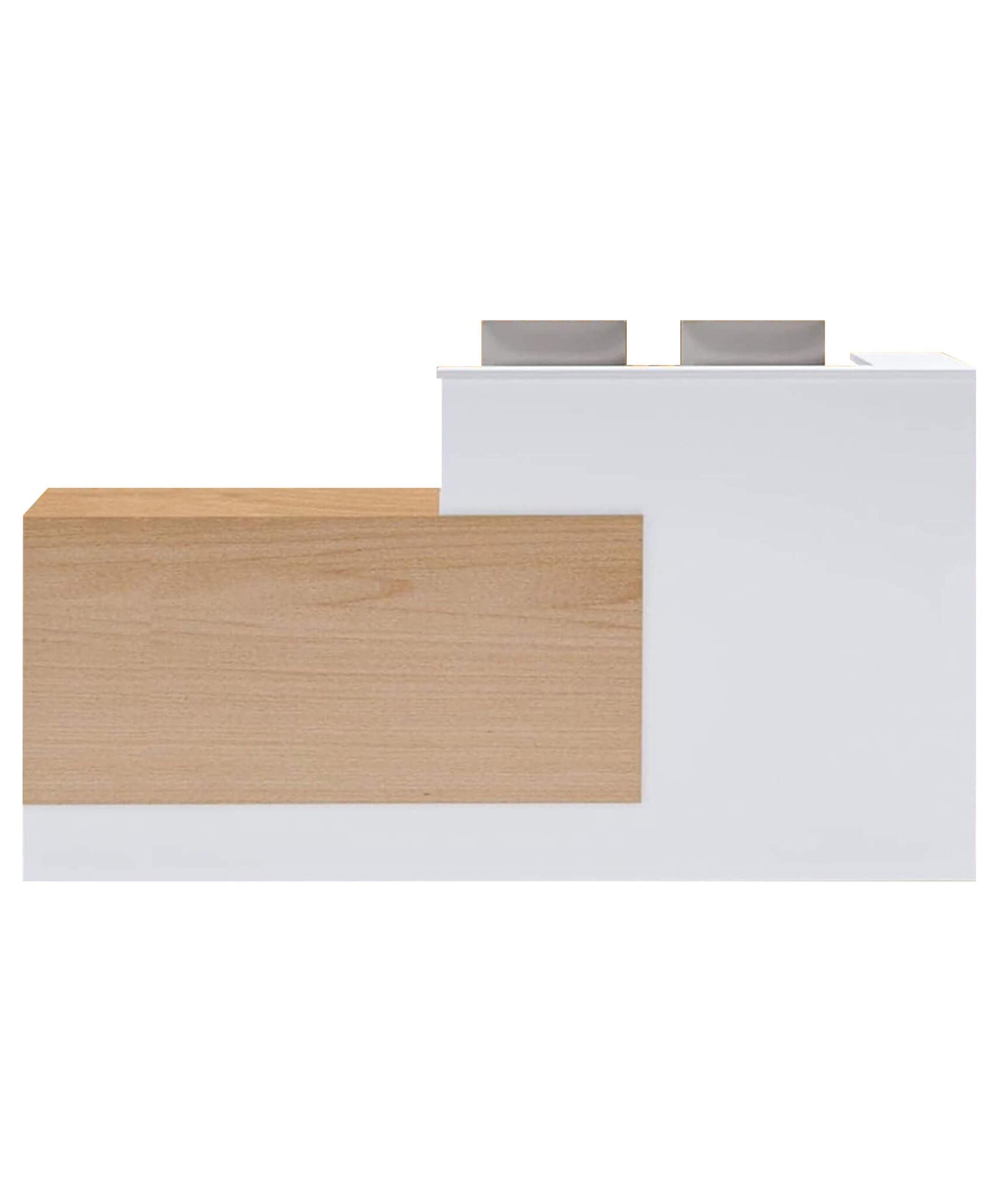 Velmor L-Shaped Modern Brown And White Reception Desk With Lockable Drawers (SAK26491)