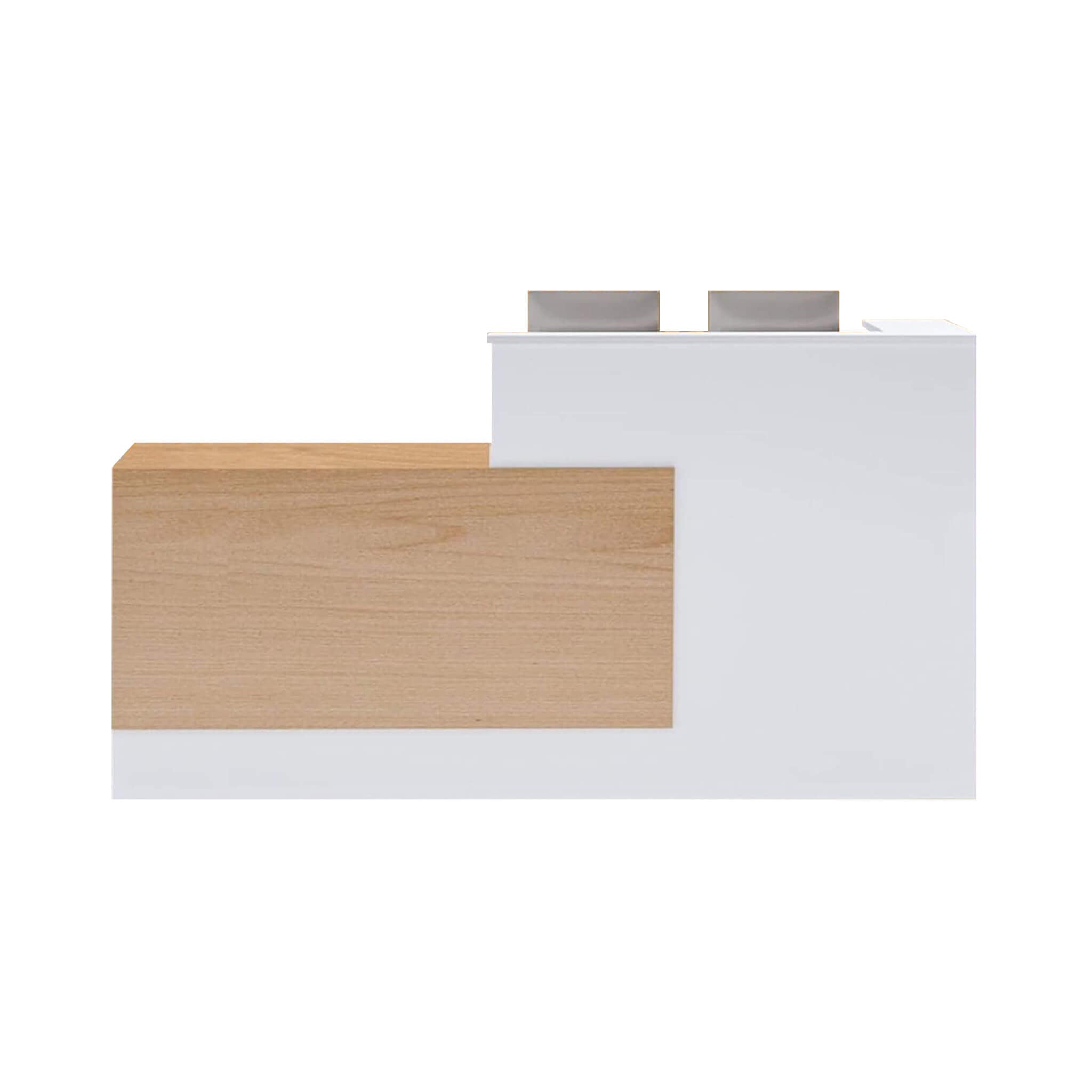 Velmor L-Shaped Modern Brown And White Reception Desk With Lockable Drawers (SAK26491)