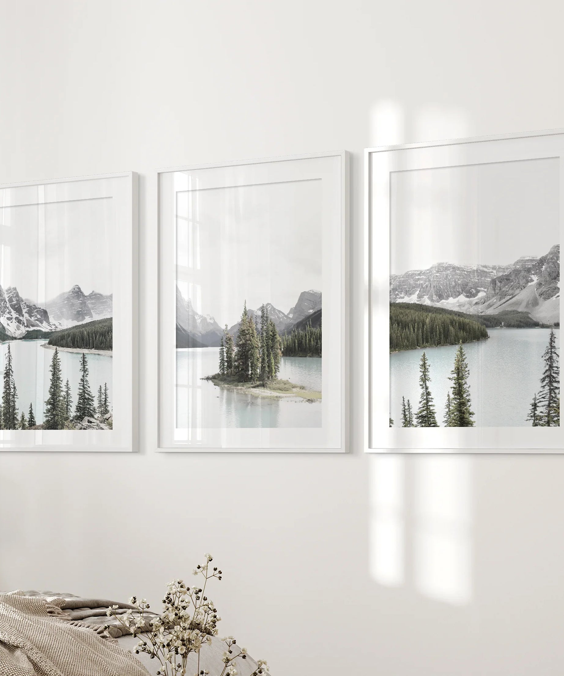 Canada Mountain Lake Poster. 3 Piece Nature Wall Art
