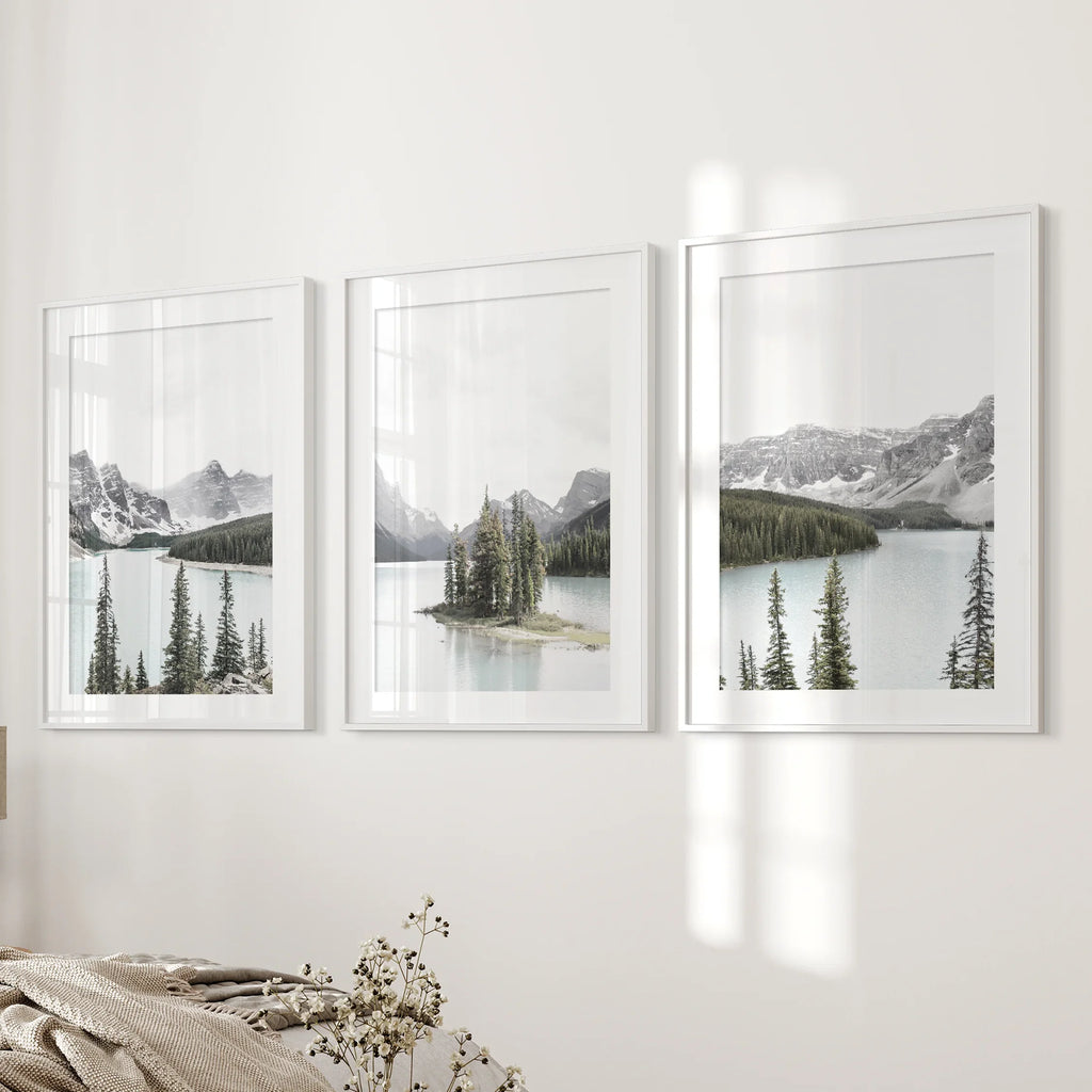 Canada Mountain Lake Poster. 3 Piece Nature Wall Art