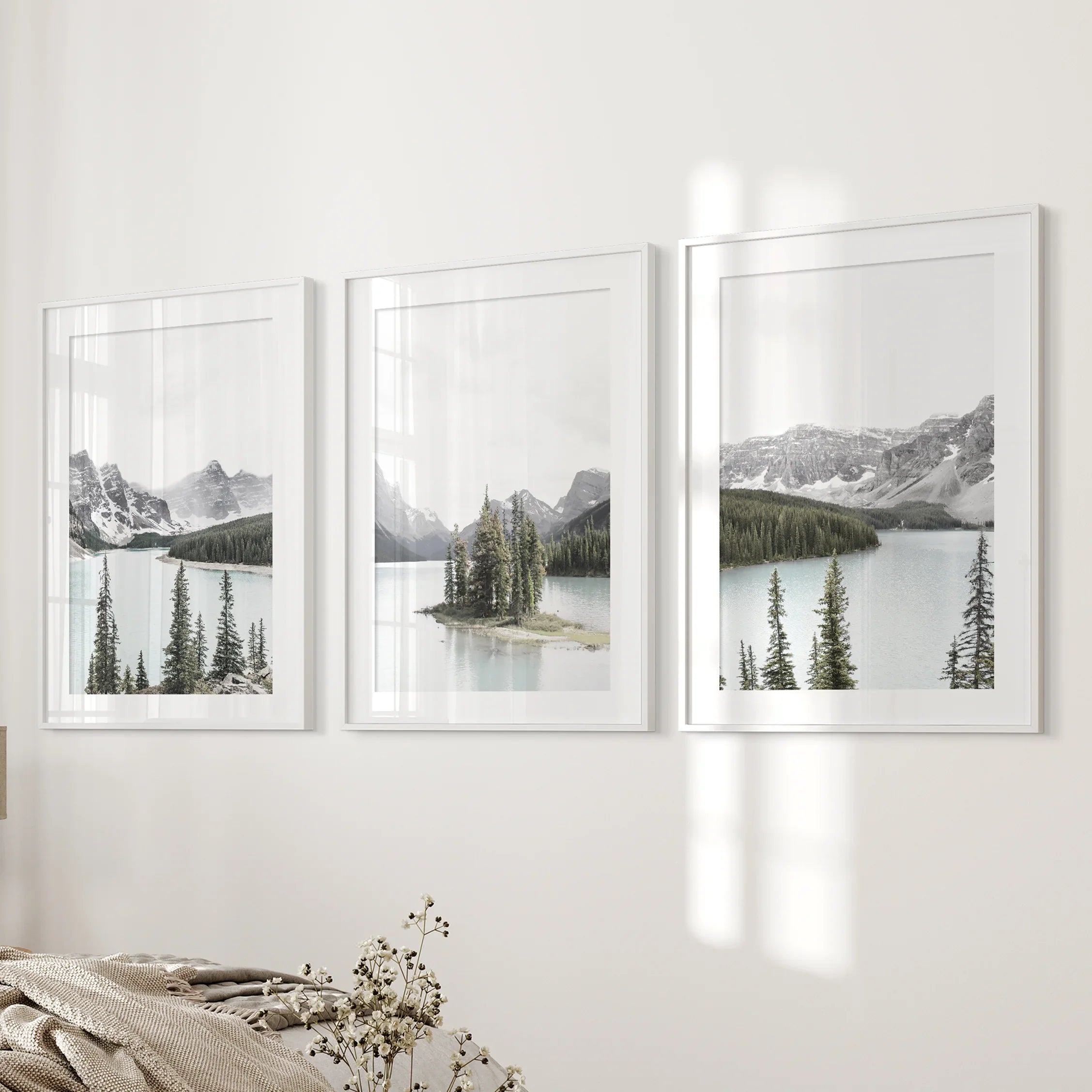 Canada Mountain Lake Poster. 3 Piece Nature Wall Art