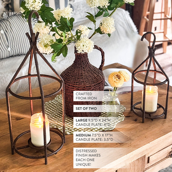 Laternen im Vintage-Stil mit offenem Käfig-Design, 2er-Set