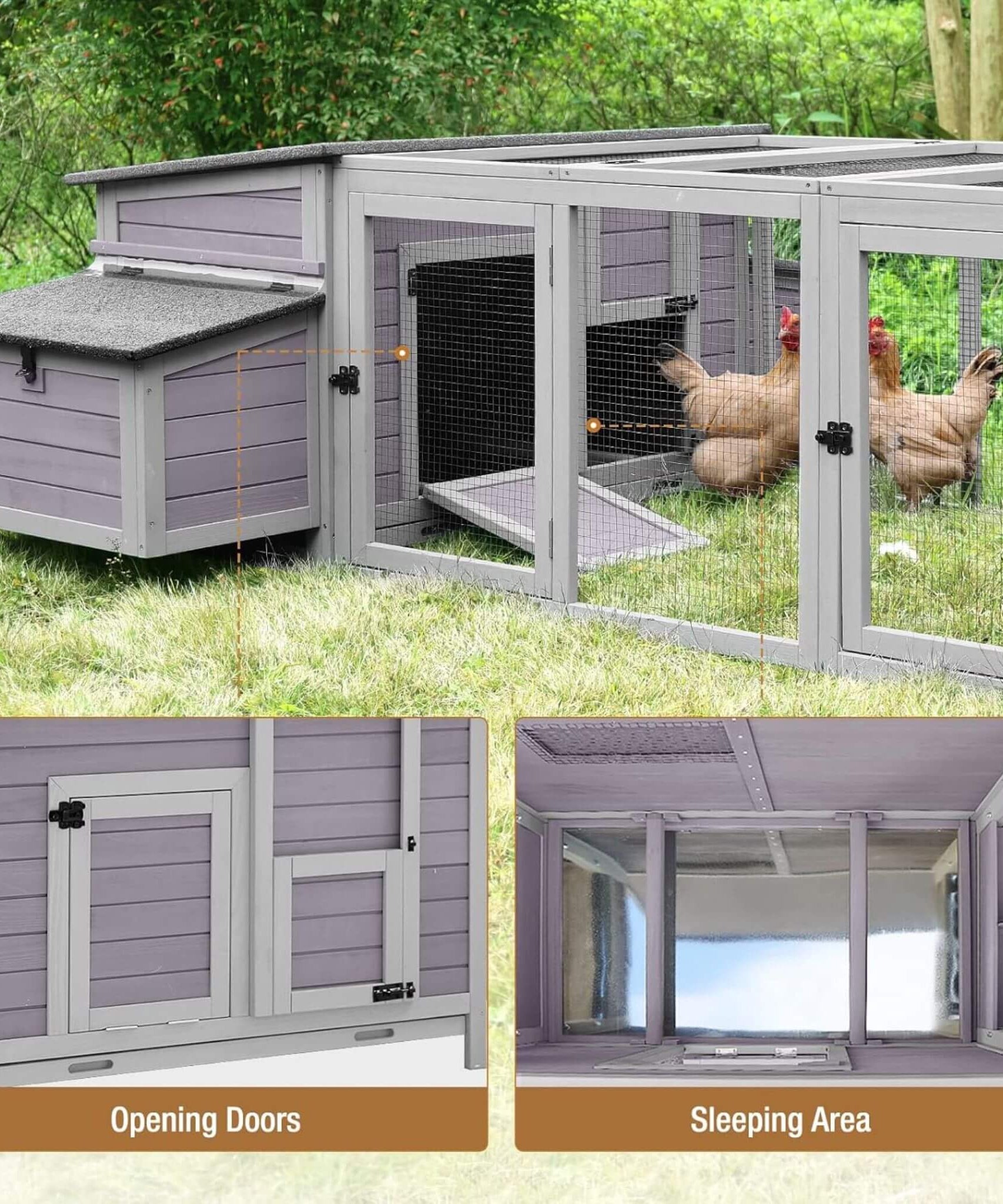 Large 103-Inch Outdoor Chicken Coop House With Run And Nesting Box [4-6 Chickens] (SAK53194)