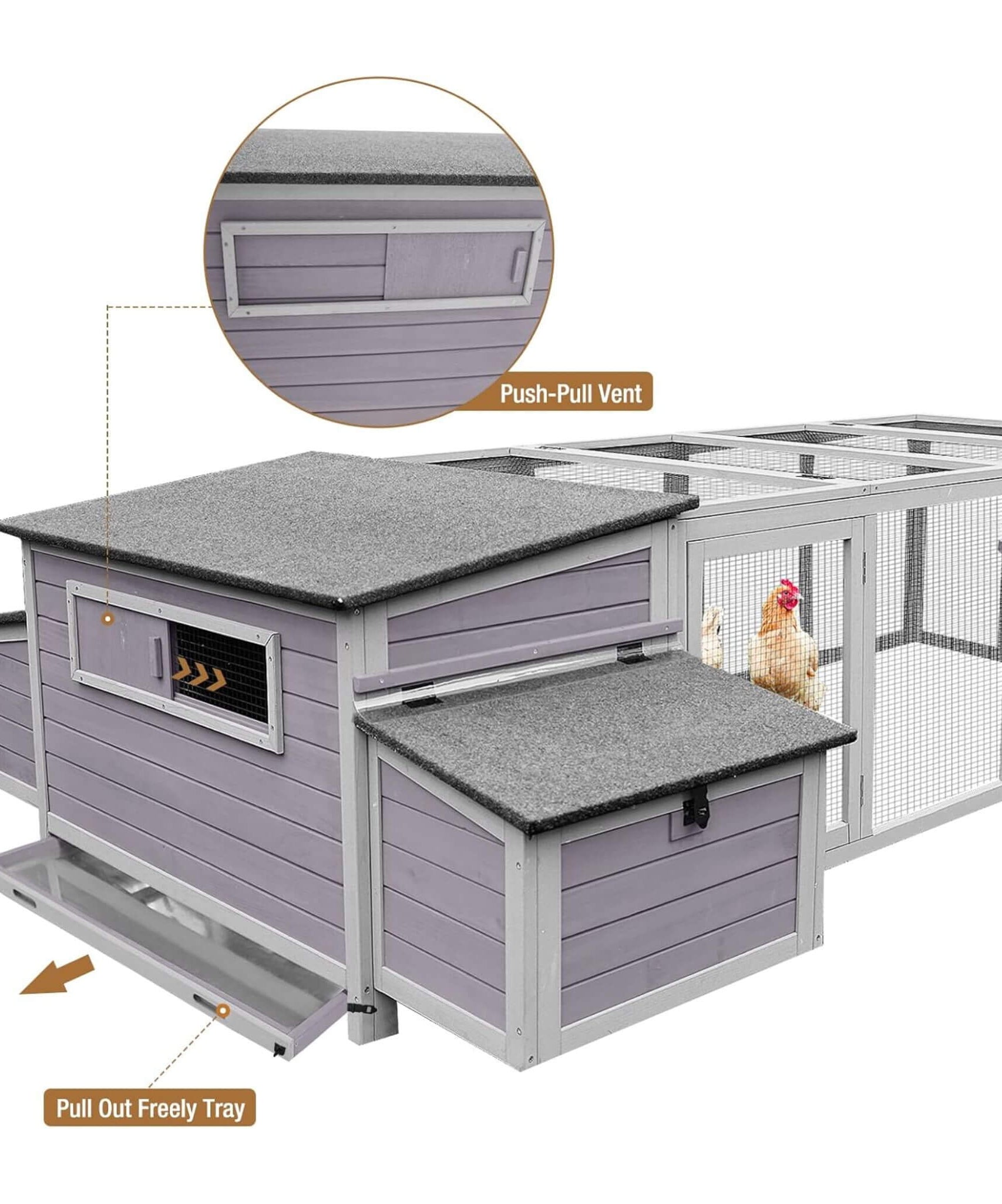 Large 103-Inch Outdoor Chicken Coop House With Run And Nesting Box [4-6 Chickens] (SAK53194)